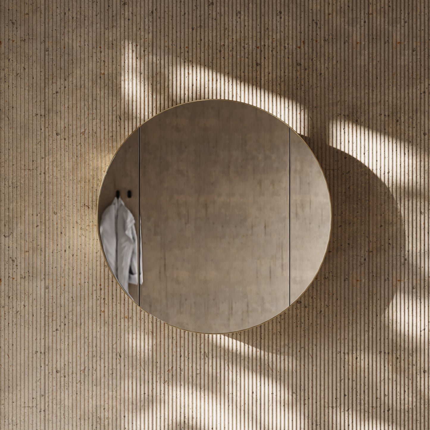 Zenith Brushed Gold Round LED Mirror Cabinet 600mm