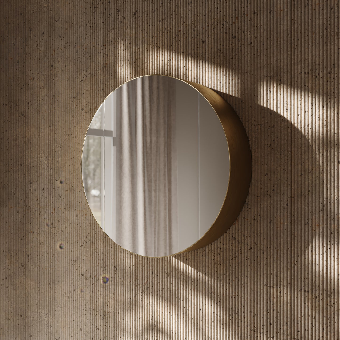 Zenith Brushed Gold Round LED Mirror Cabinet 600mm