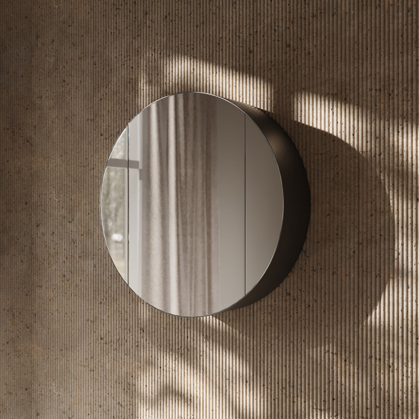 Zenith Matte Black Round LED Mirror Cabinet 600mm