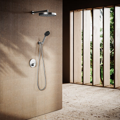 AcquaVita Brushed Stainless Push Button Rainfall Shower