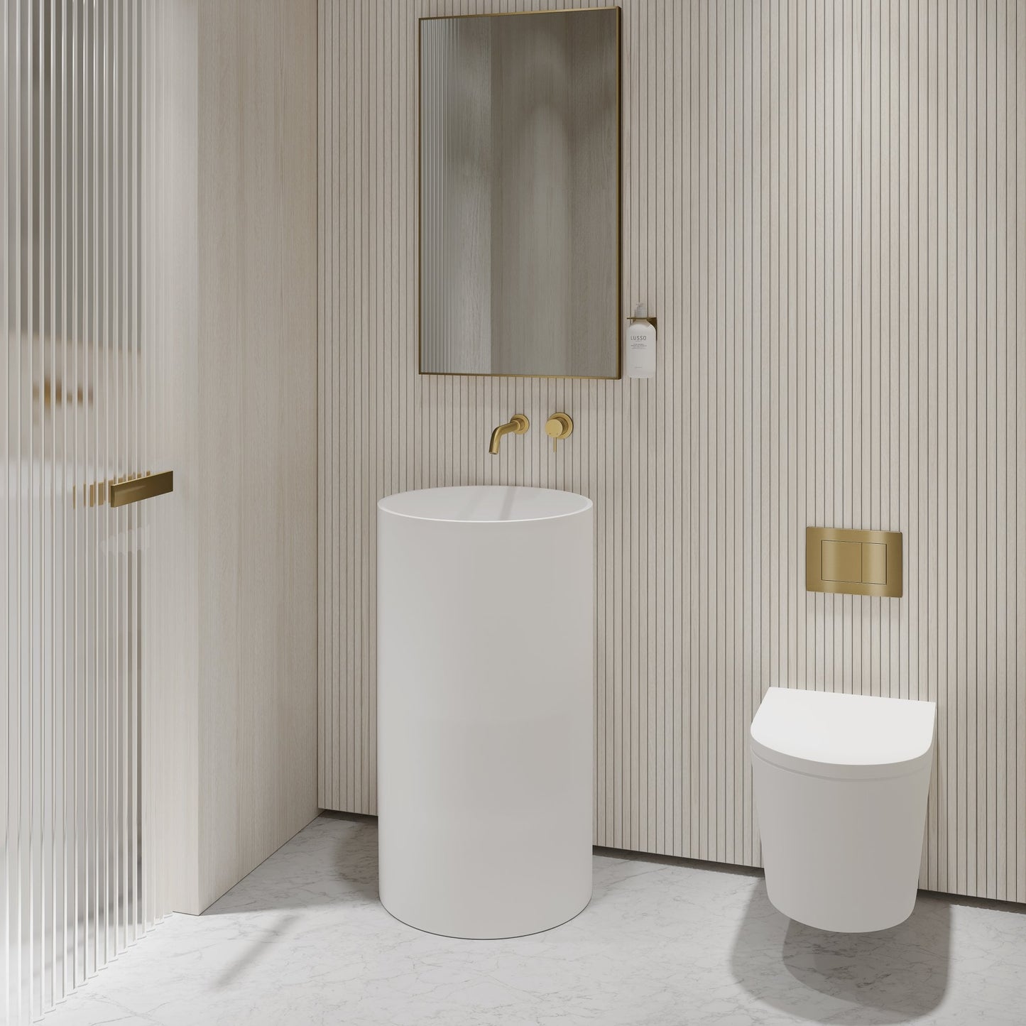 Alessa Cylinder Freestanding Stone Basin 495mm