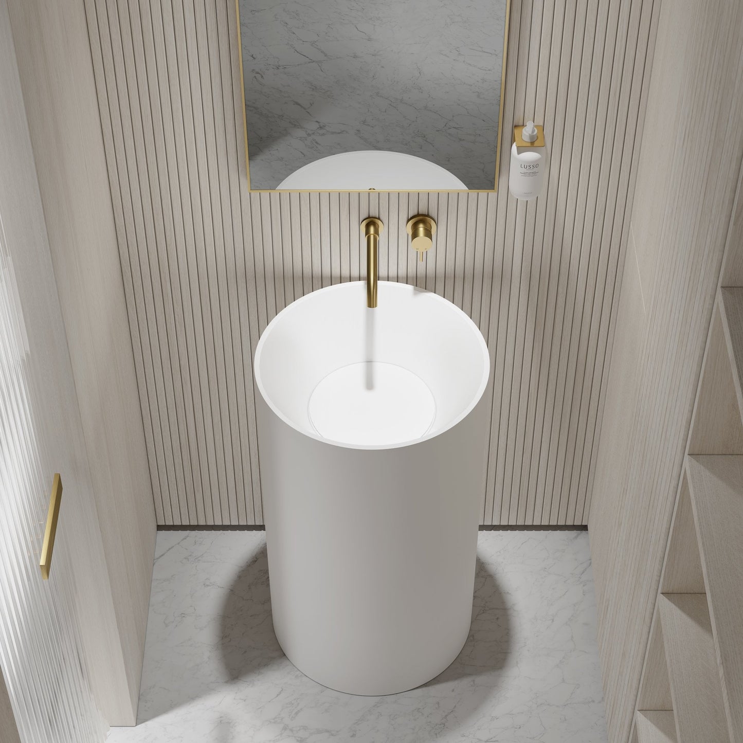 Alessa Cylinder Freestanding Stone Basin 495mm