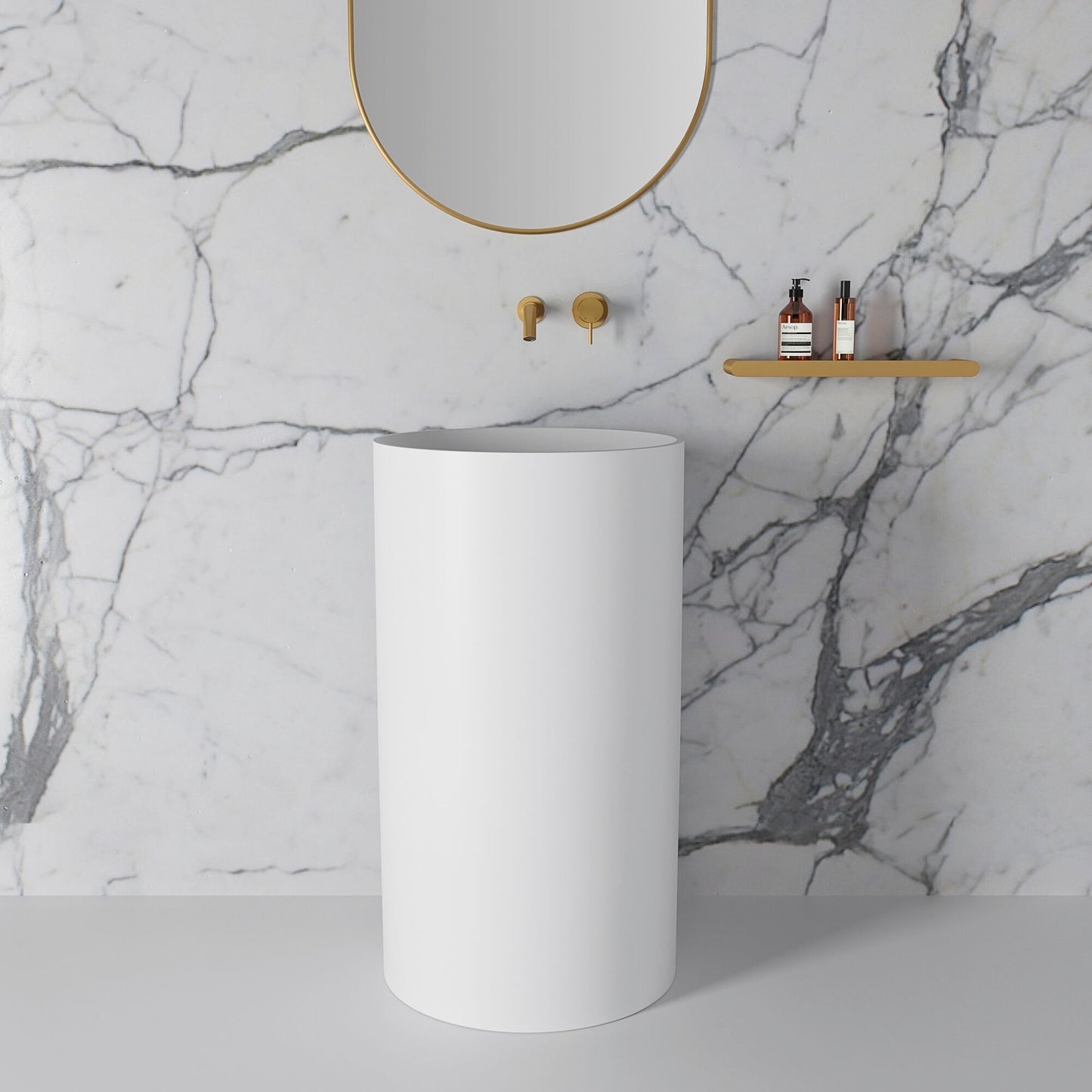 Alessa Cylinder Freestanding Stone Basin 495mm