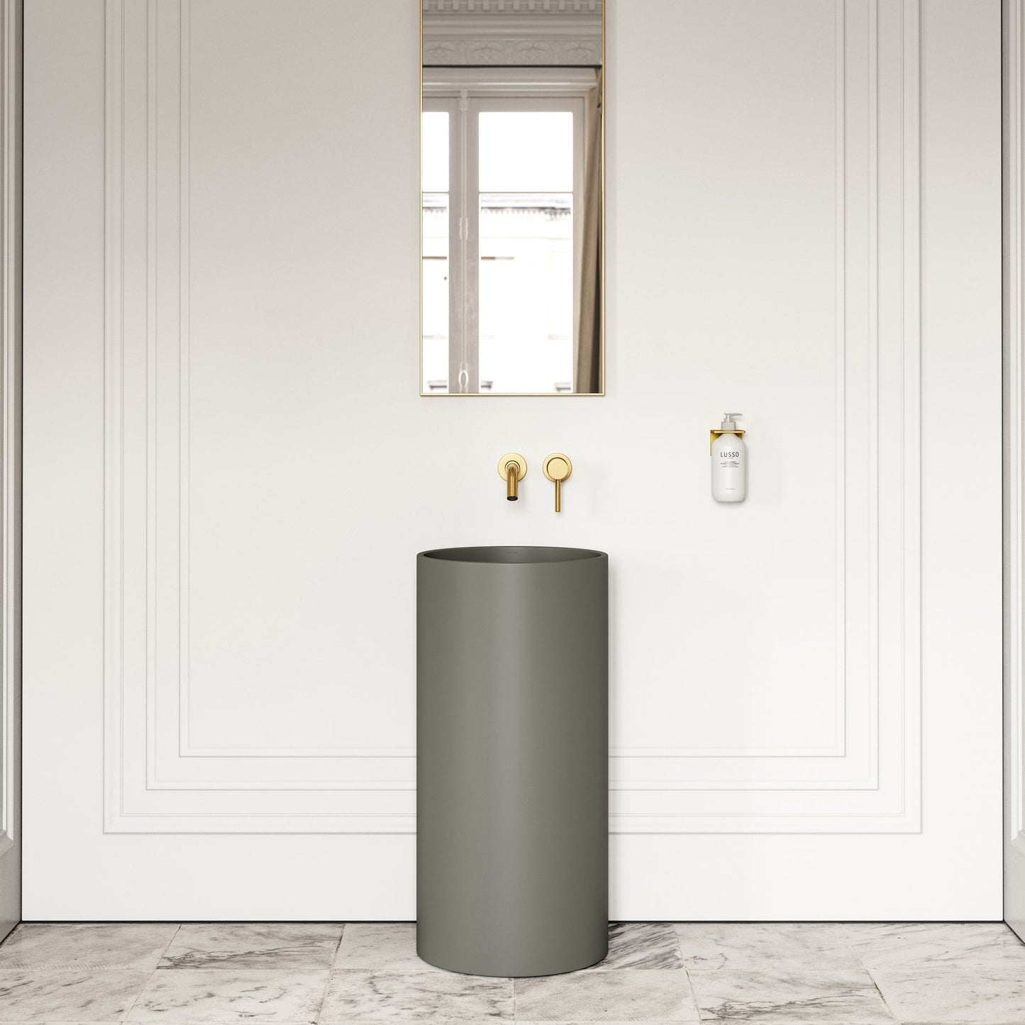 Alina Clay Cylinder Freestanding Stone Basin 400mm