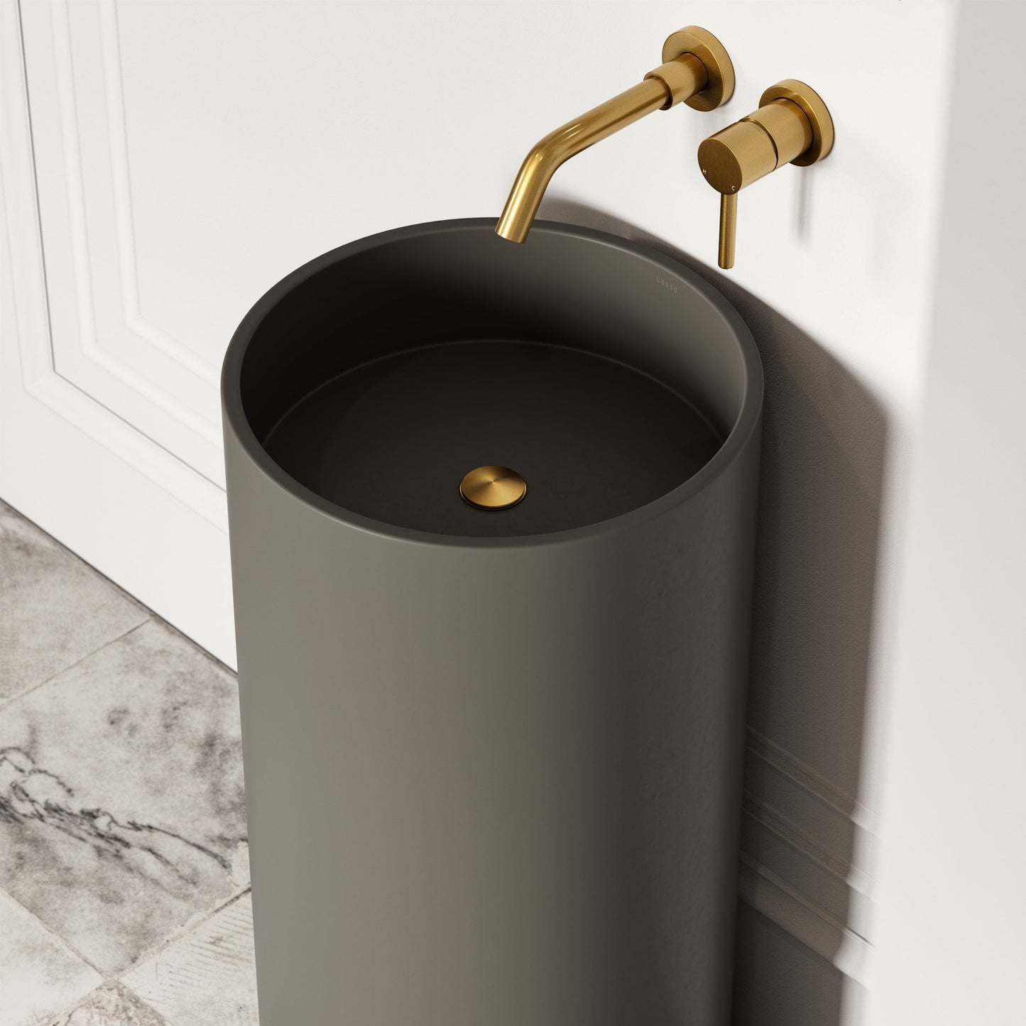 Alina Earth Cylinder Freestanding Stone Basin 400mm