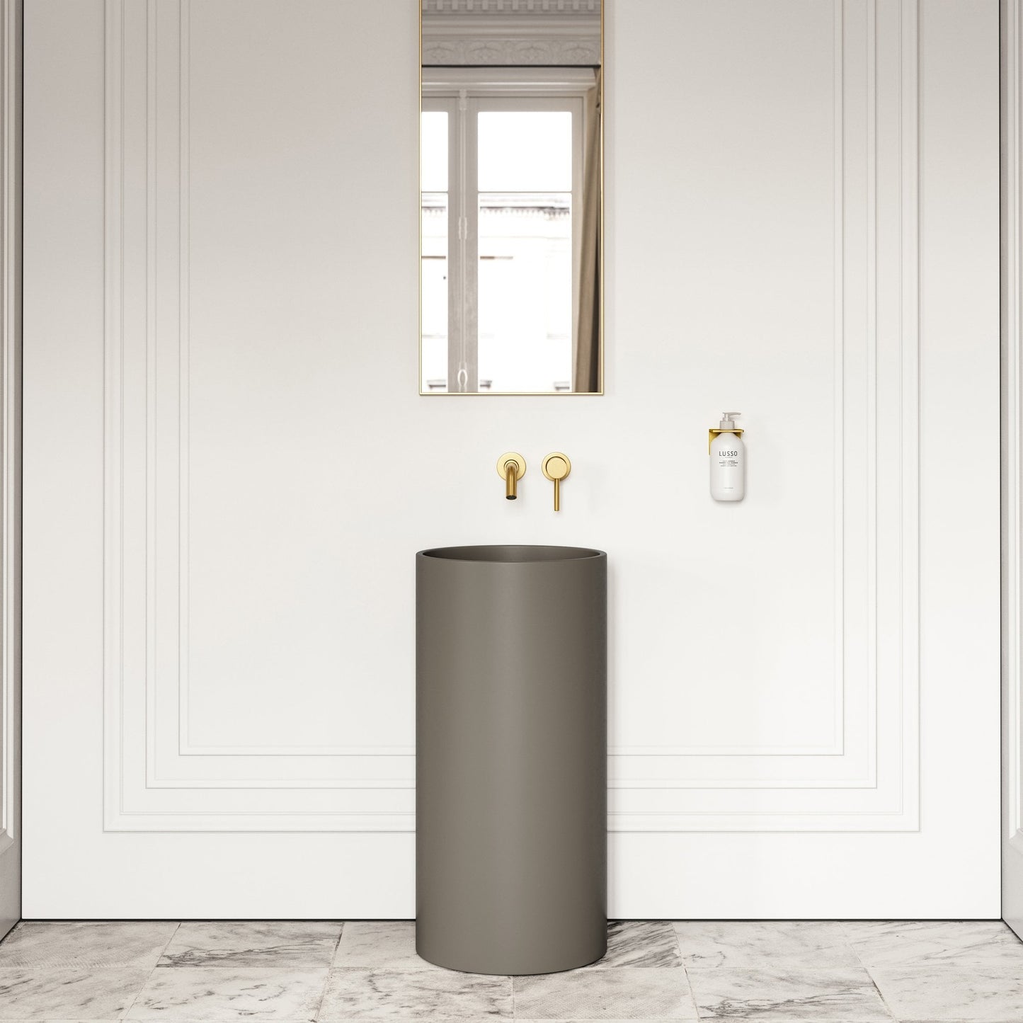 Alina Earth Cylinder Freestanding Stone Basin 400mm