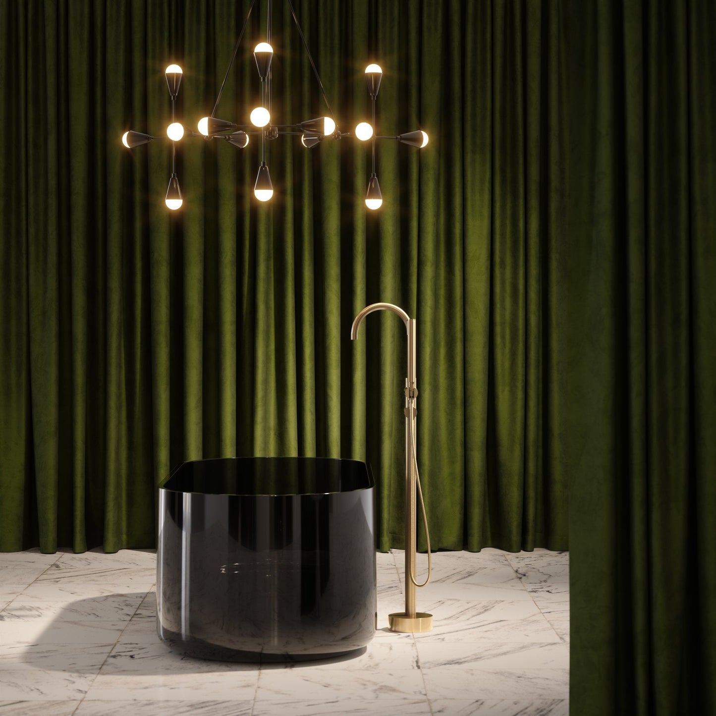 Amore Smoked Black Resin Freestanding Bath 1700mm