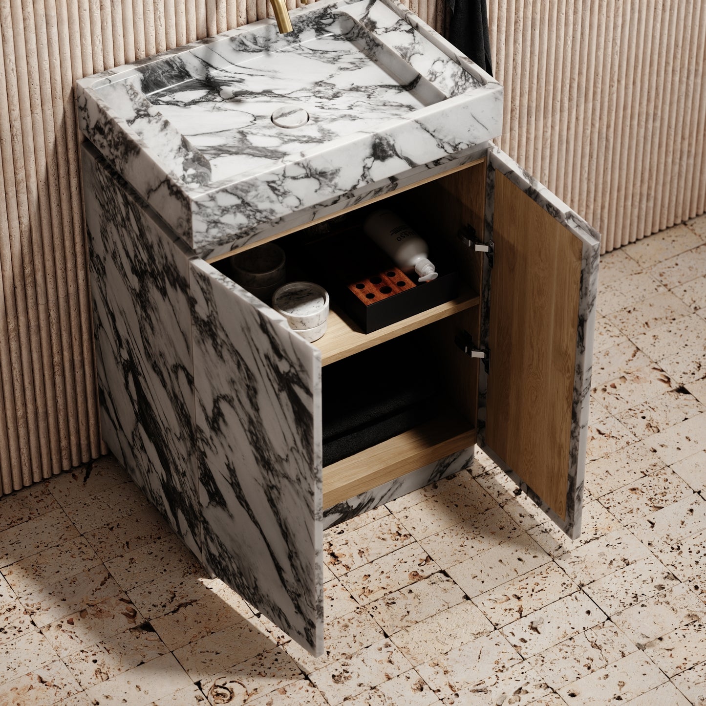 Artista Arabescato Marble Bathroom Vanity Unit 600mm