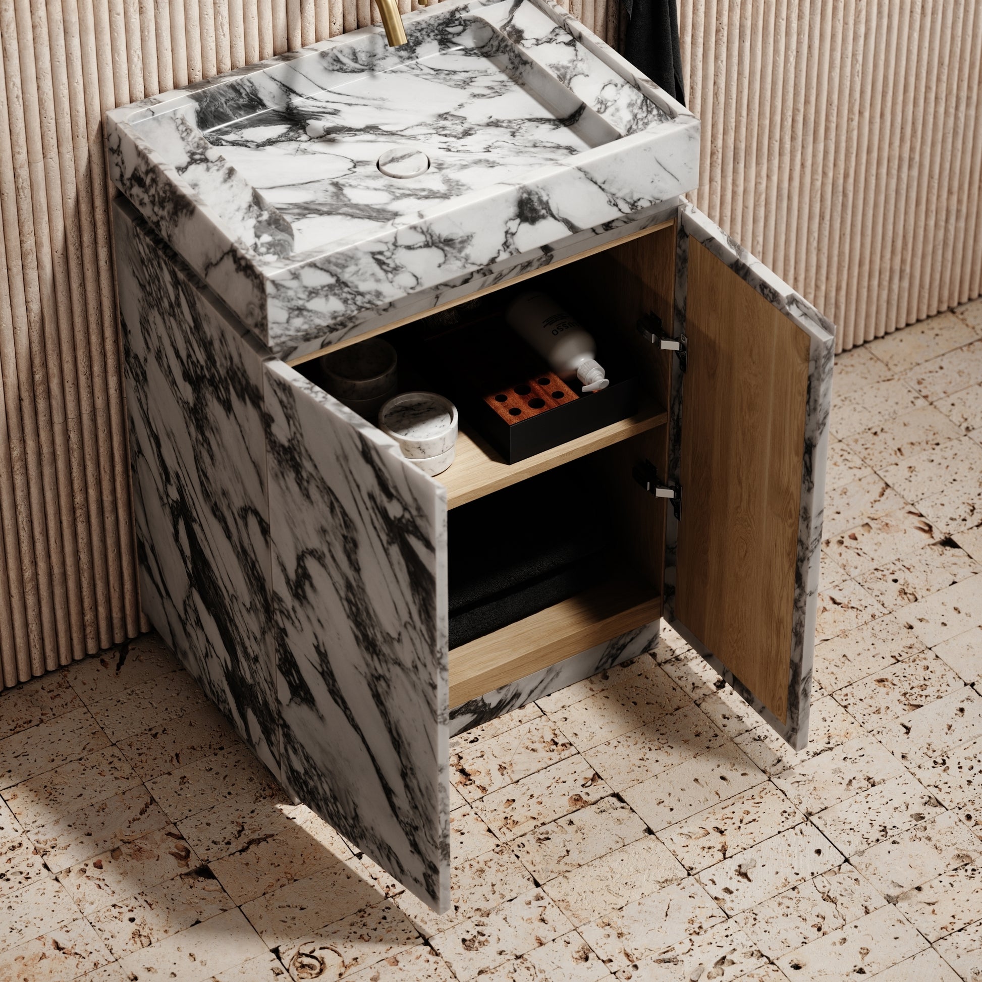 Artista Arabescato Marble Bathroom Vanity Unit 600mm
