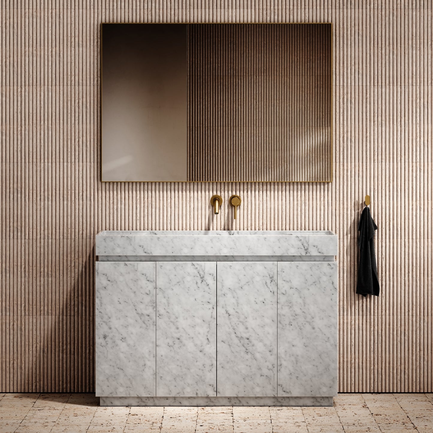 Artista Carrara Marble Bathroom Vanity Unit 1200mm