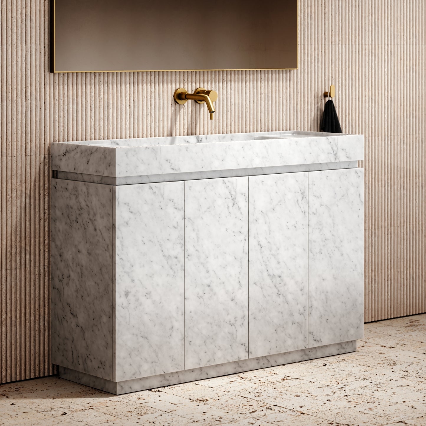 Artista Carrara Marble Bathroom Vanity Unit 1200mm