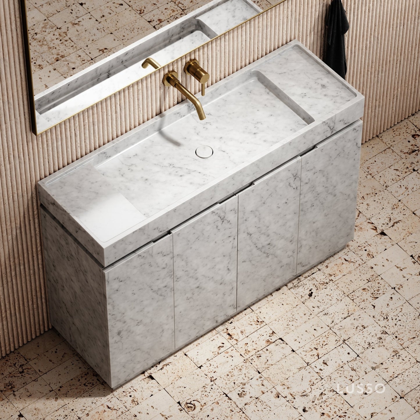 Artista Carrara Marble Bathroom Vanity Unit 1200mm