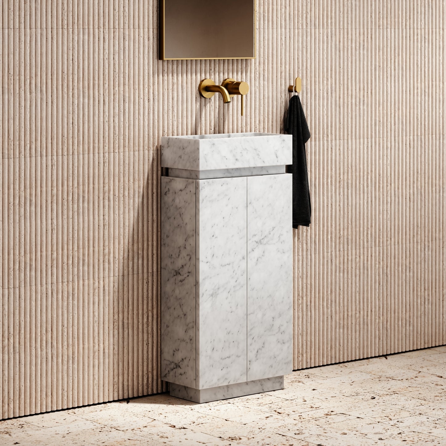 Artista Carrara Marble Bathroom Vanity Unit 400mm