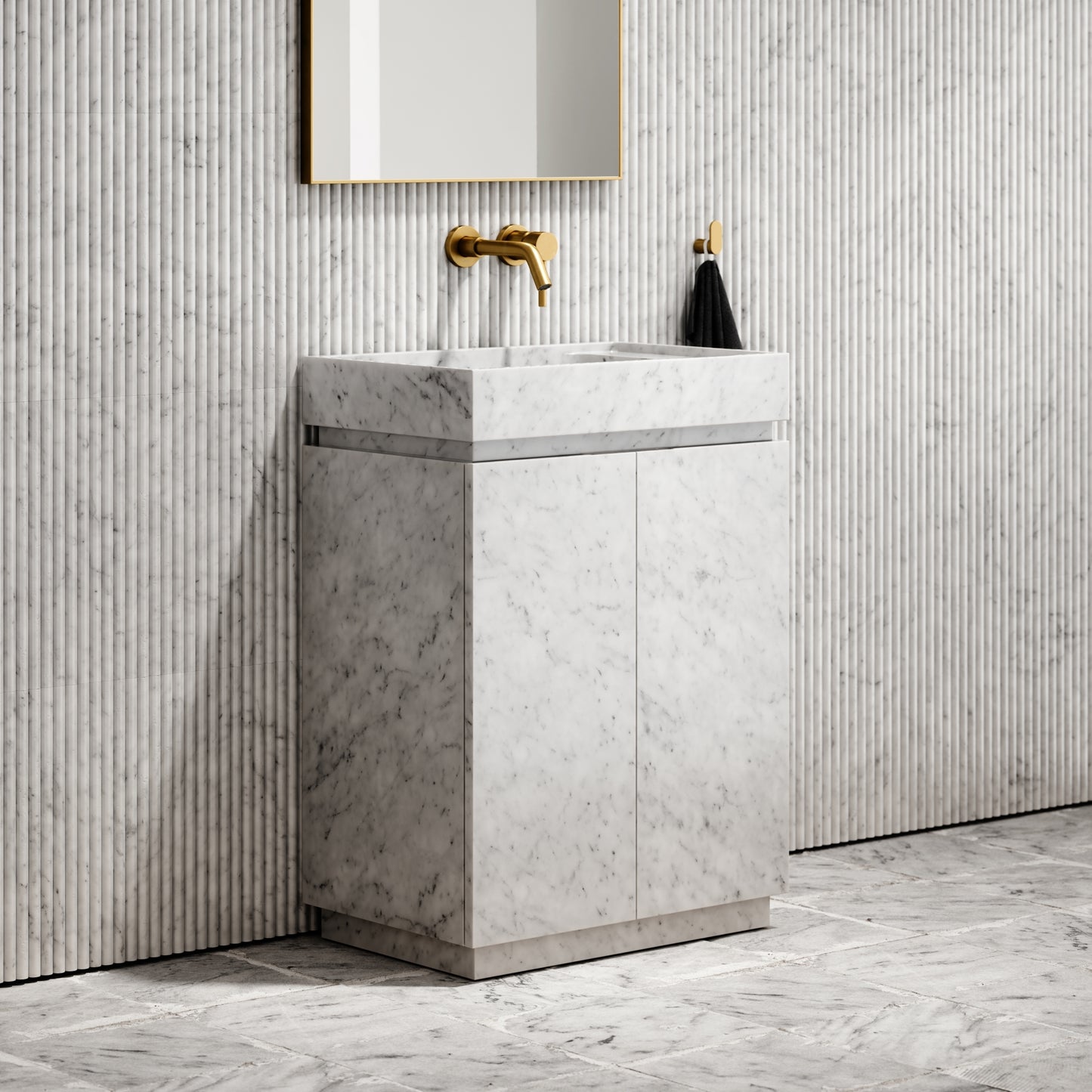 Artista Carrara Marble Bathroom Vanity Unit 600mm