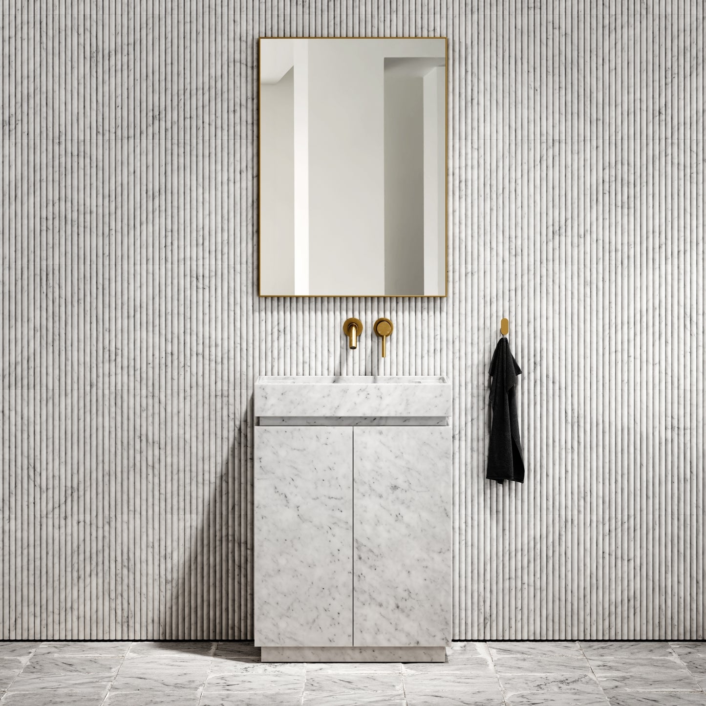 Artista Carrara Marble Bathroom Vanity Unit 600mm