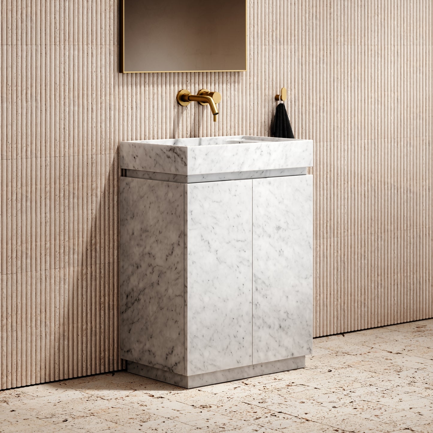 Artista Carrara Marble Bathroom Vanity Unit 600mm