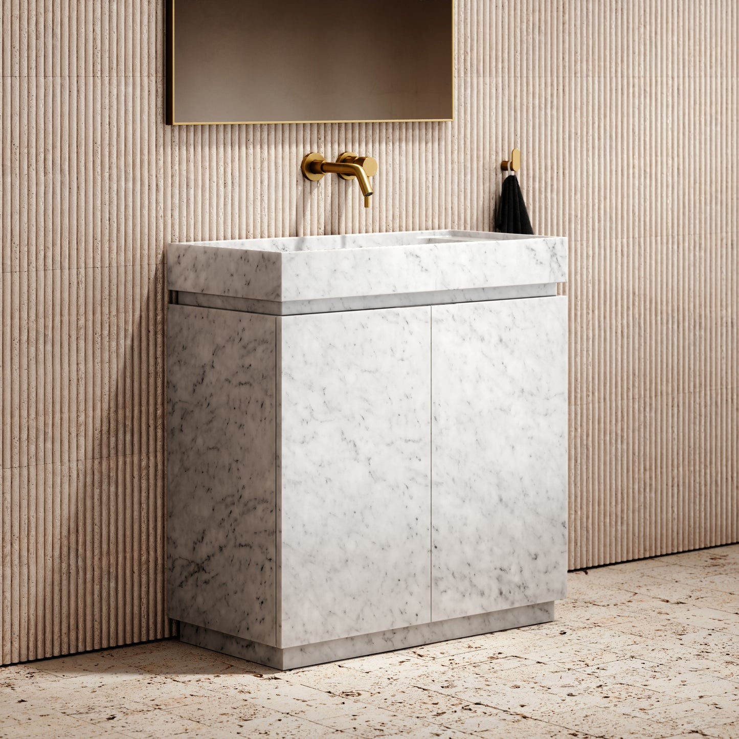 Artista Carrara Marble Bathroom Vanity Unit 800mm