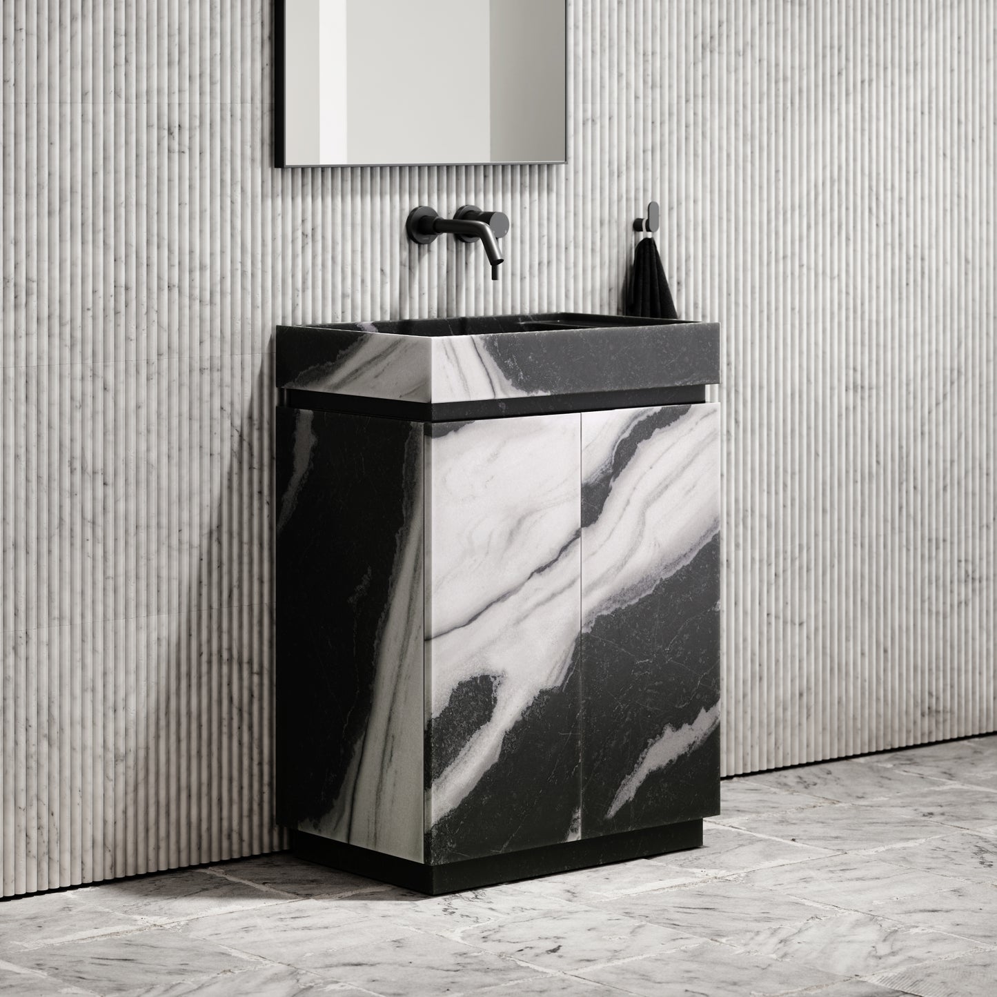Artista Panda Marble Bathroom Vanity Unit 600mm