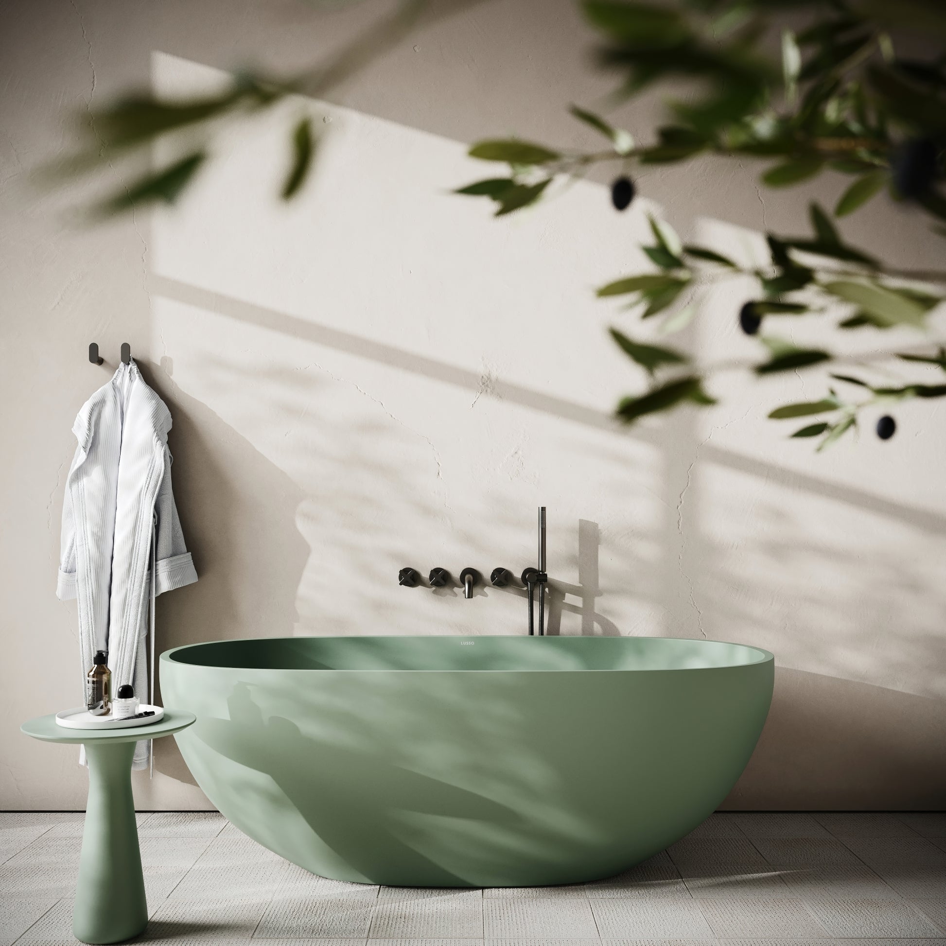 Avolto Seafoam Concrete Freestanding Bath 1650mm