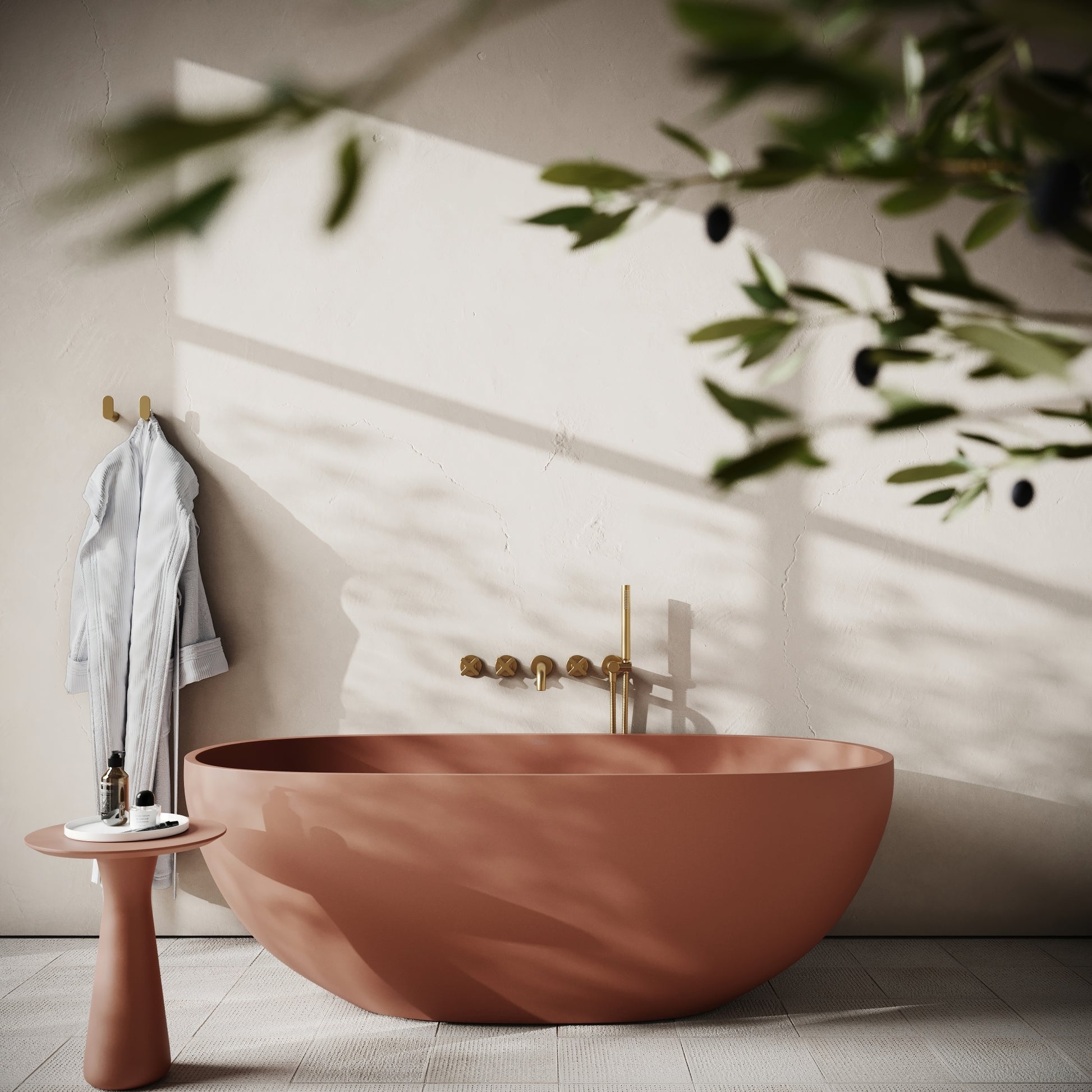 Avolto Terracotta Concrete Freestanding Bath 1650mm
