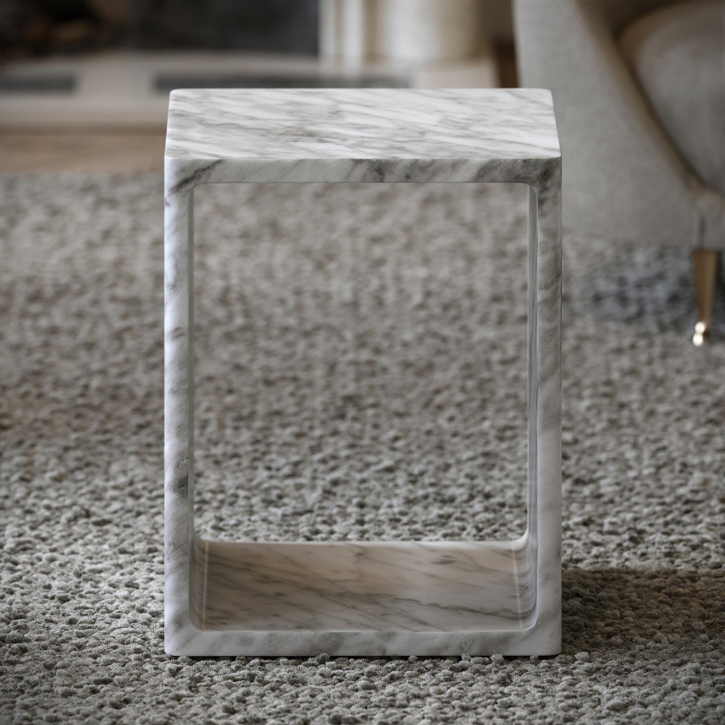 Azzurra Carrara Marble Side Table 400mm