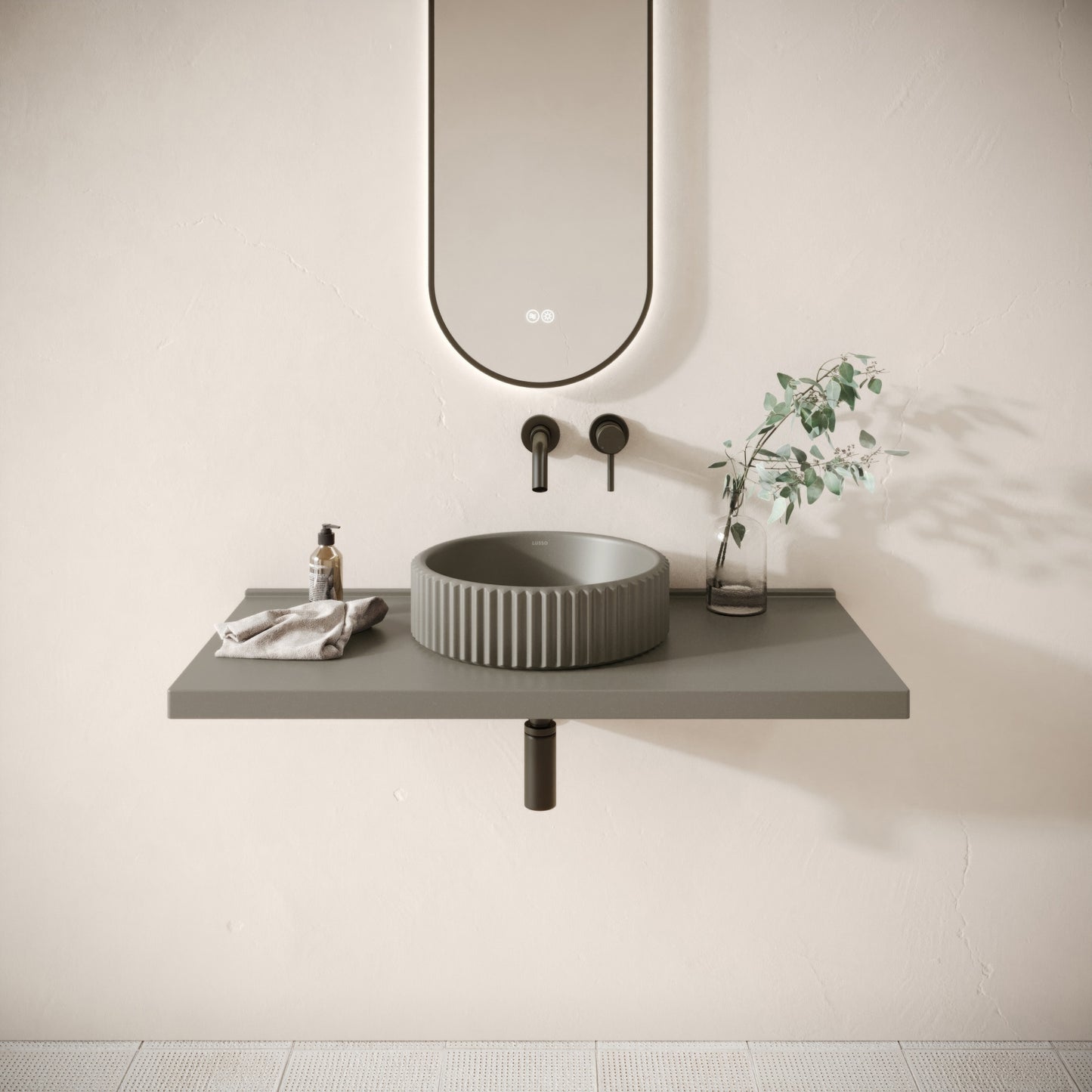 Bancone Oyster Concrete Wall Mounted Countertop Shelf 1000mm