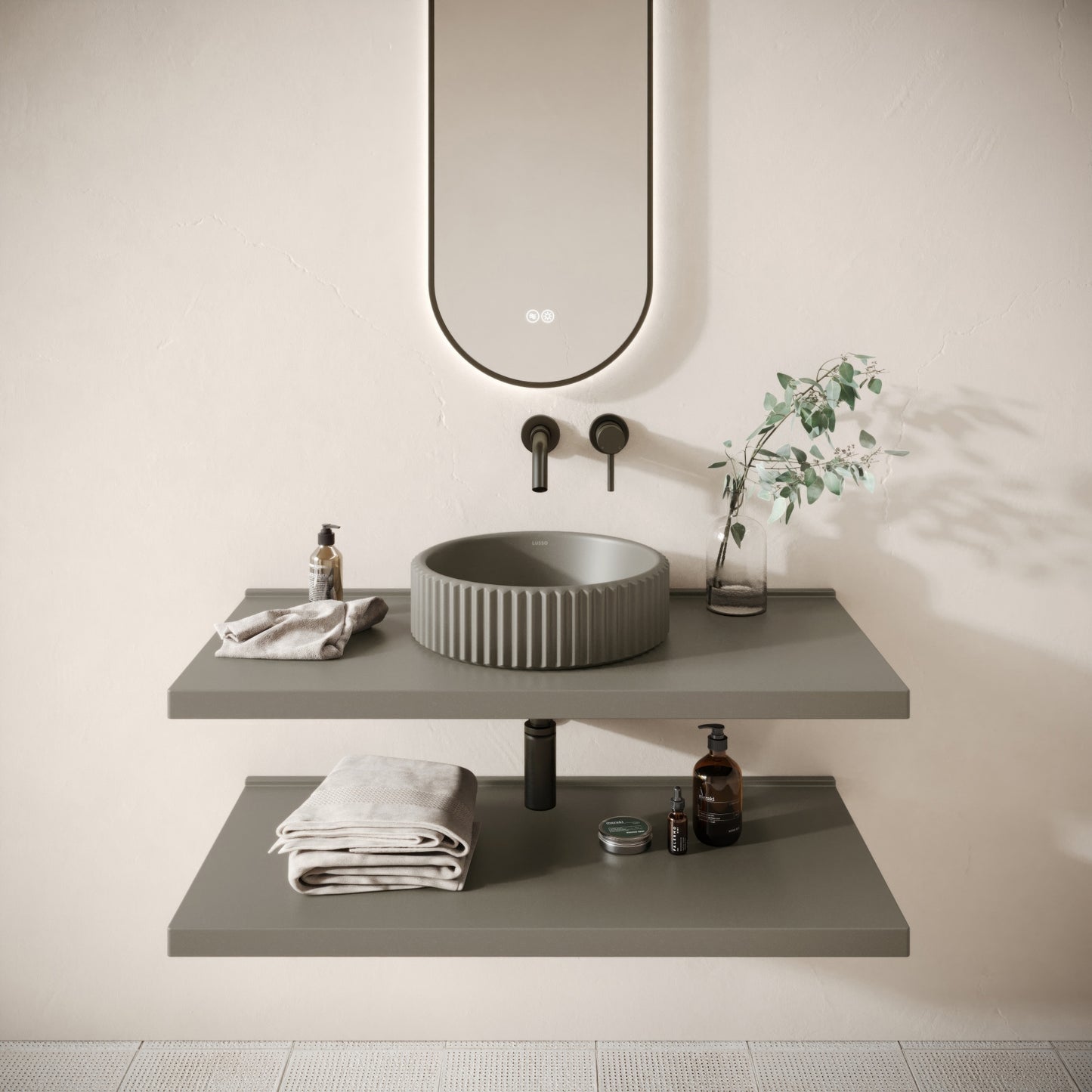 Bancone Oyster Concrete Wall Mounted Countertop Shelf 1000mm