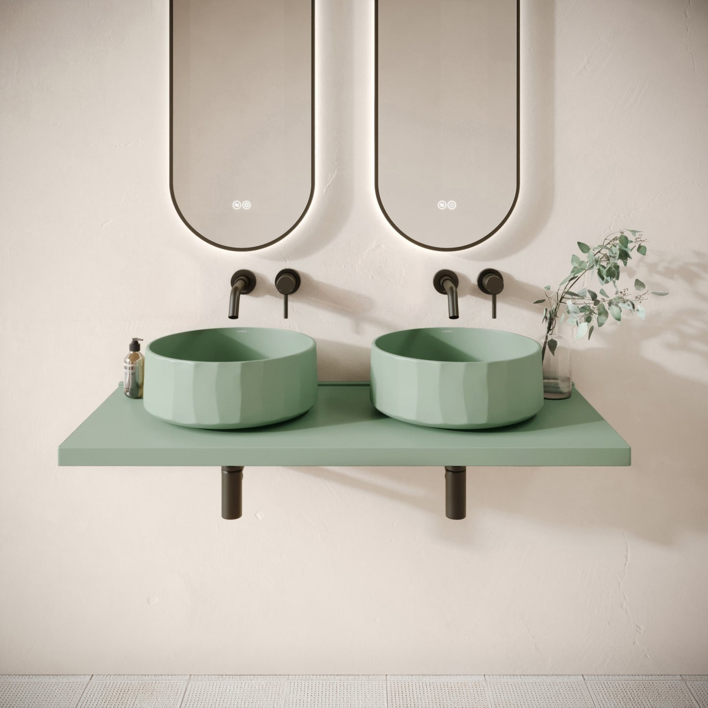 Bancone Seafoam Concrete Wall Mounted Countertop Shelf 1200mm