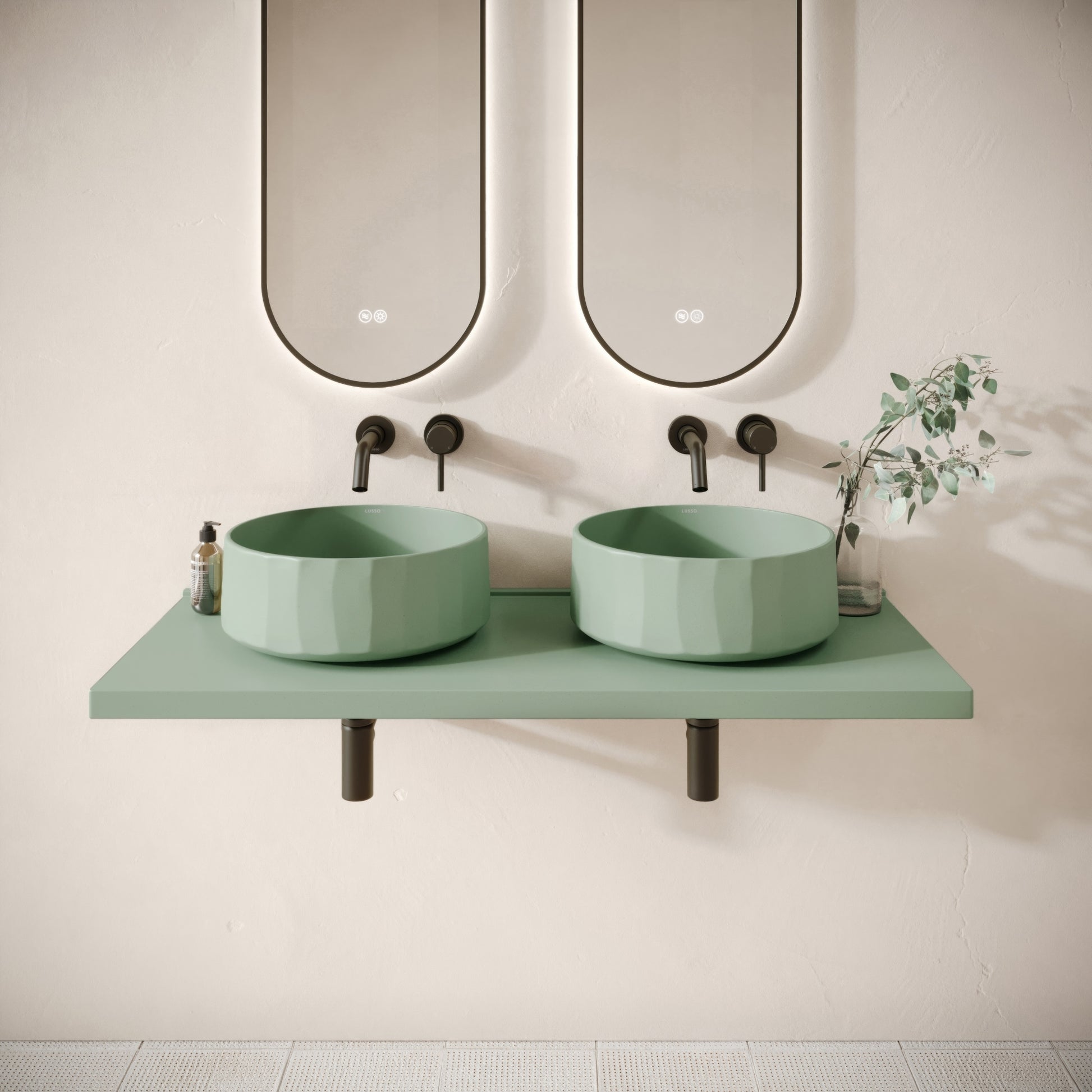 Bancone Seafoam Concrete Wall Mounted Countertop Shelf 1200mm