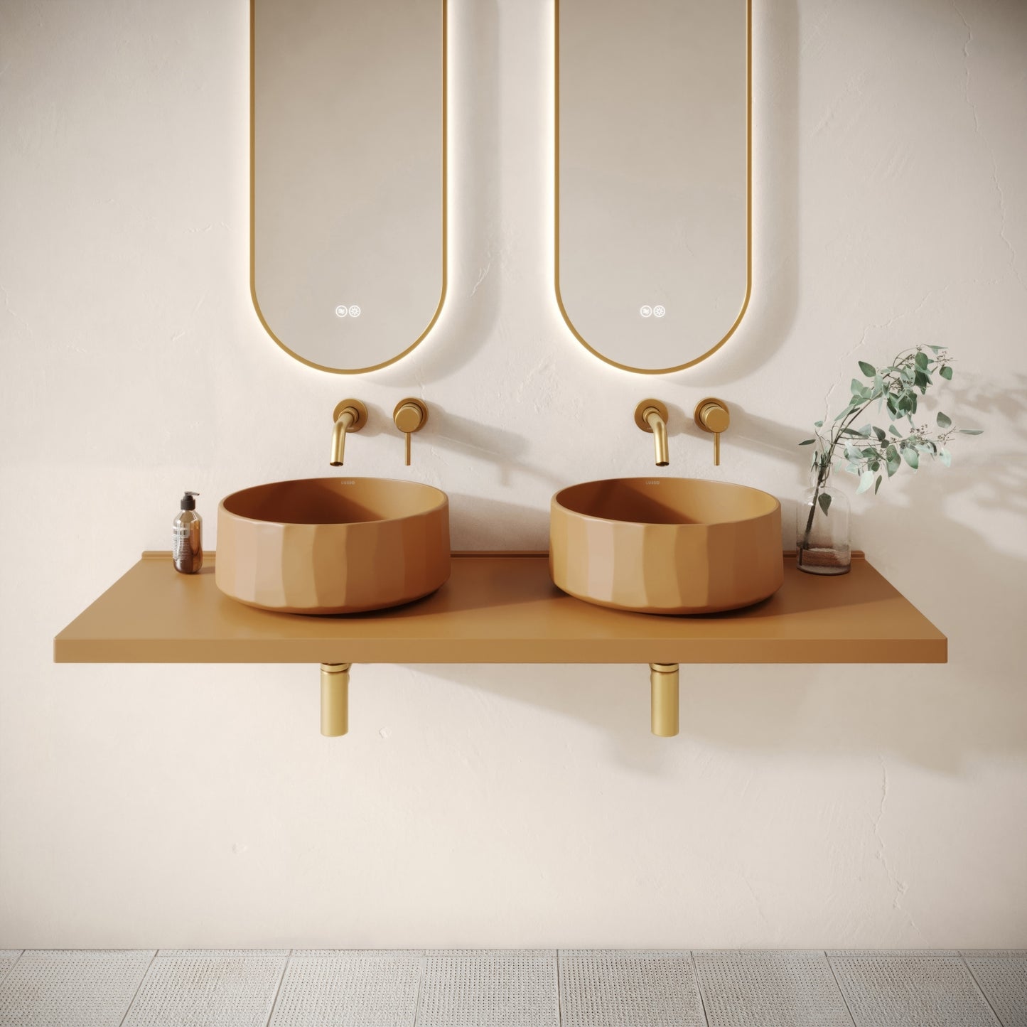 Bancone Sienna Concrete Wall Mounted Countertop Shelf 1400mm