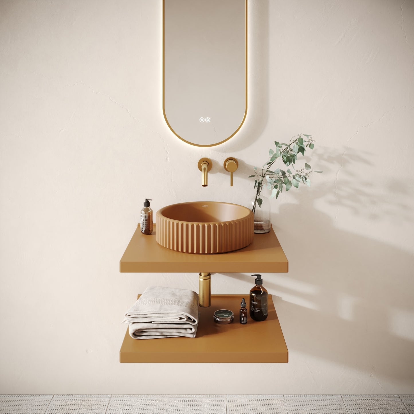 Bancone Sienna Concrete Wall Mounted Countertop Shelf 600mm