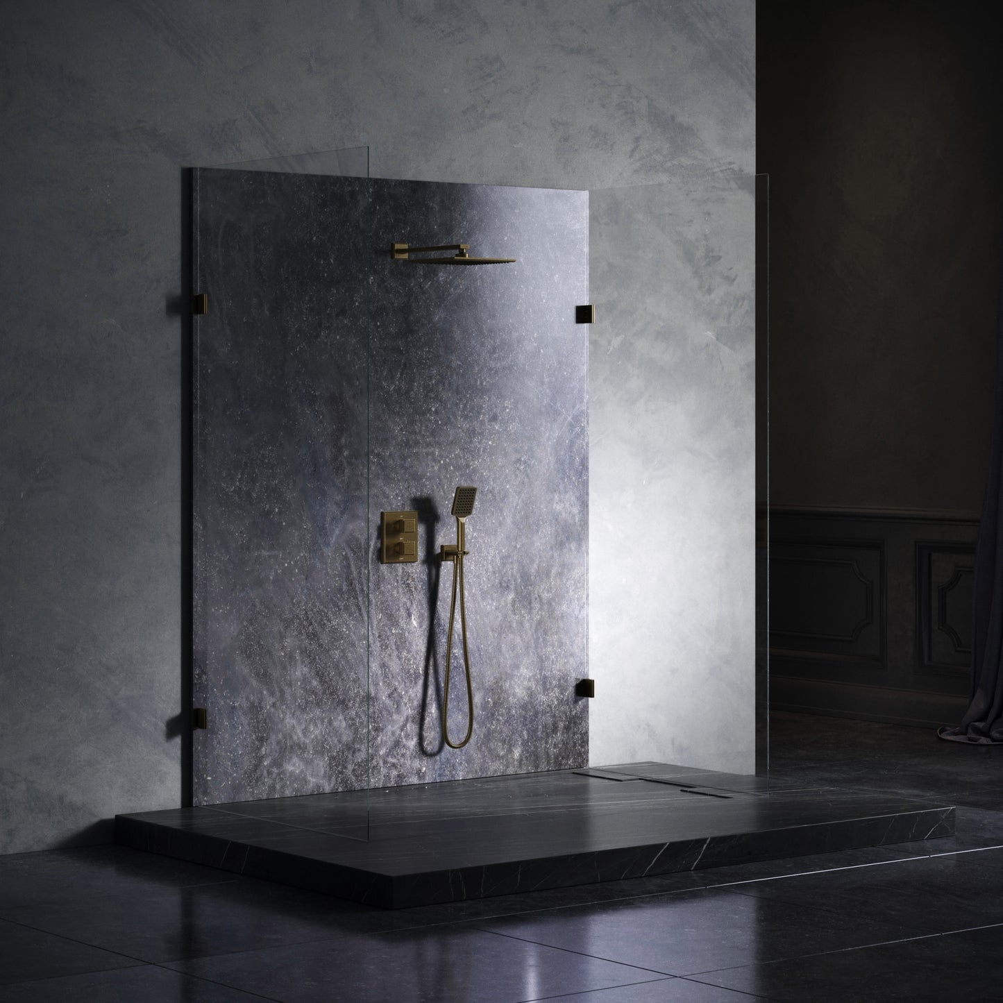 Baroque Aged Bronze Thermostatic Shower with Handheld