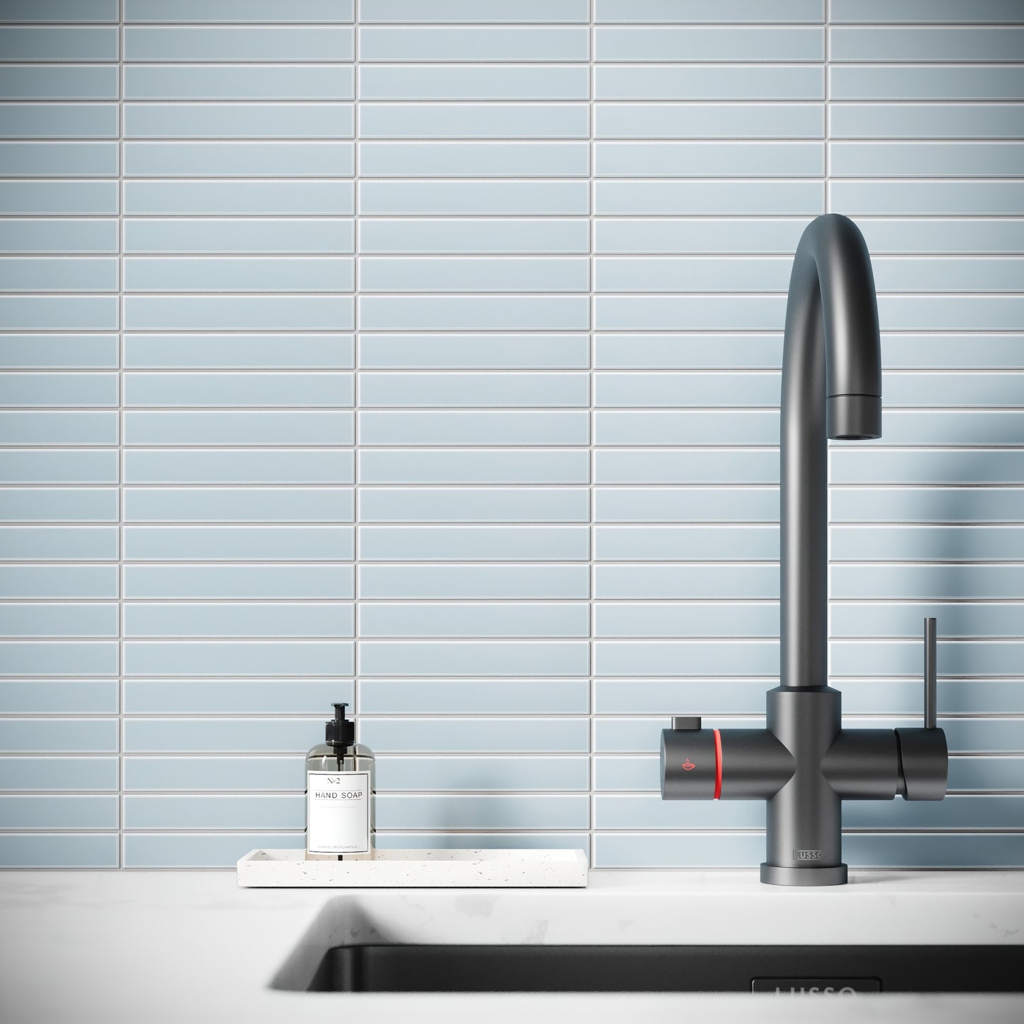 Baton Mosaic Delicate Blue Matte Porcelain Wall Tile
