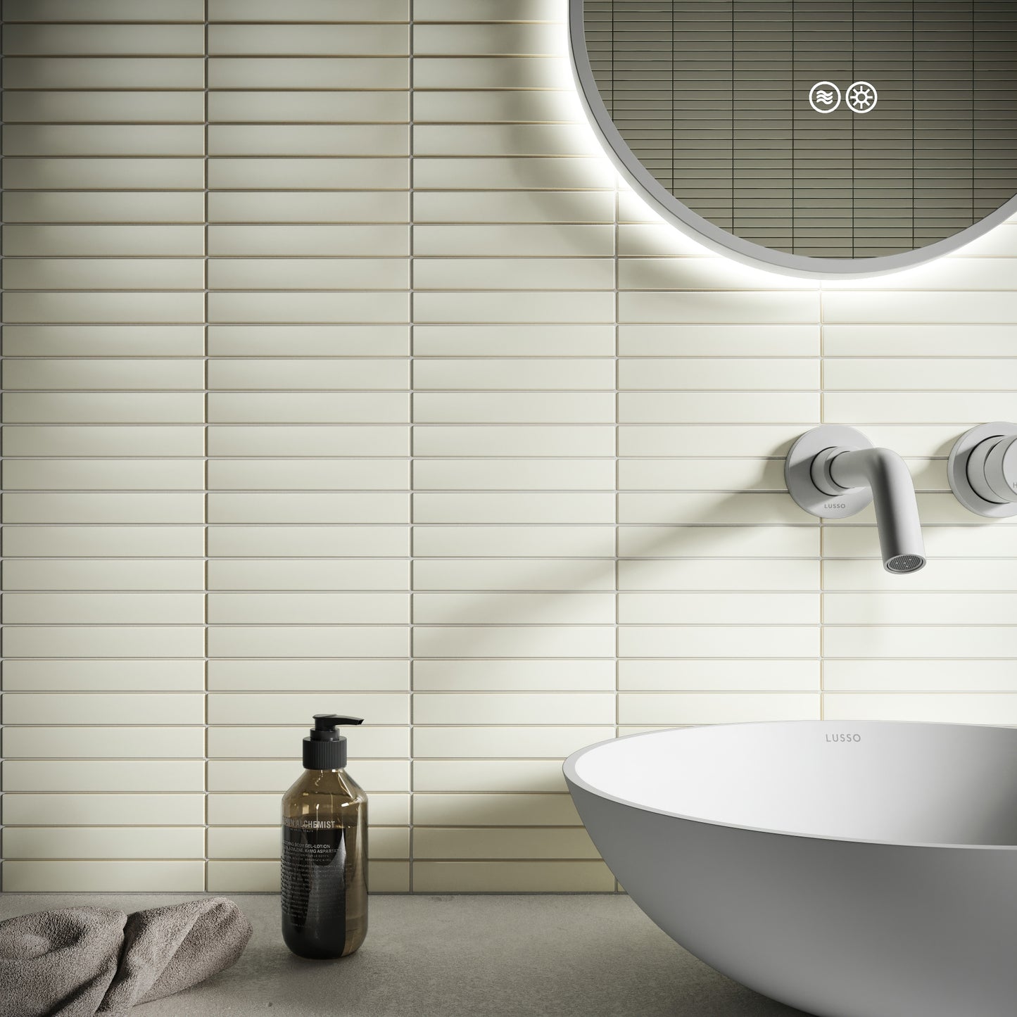 Baton Mosaic Soft Ivory Matte Porcelain Wall Tile