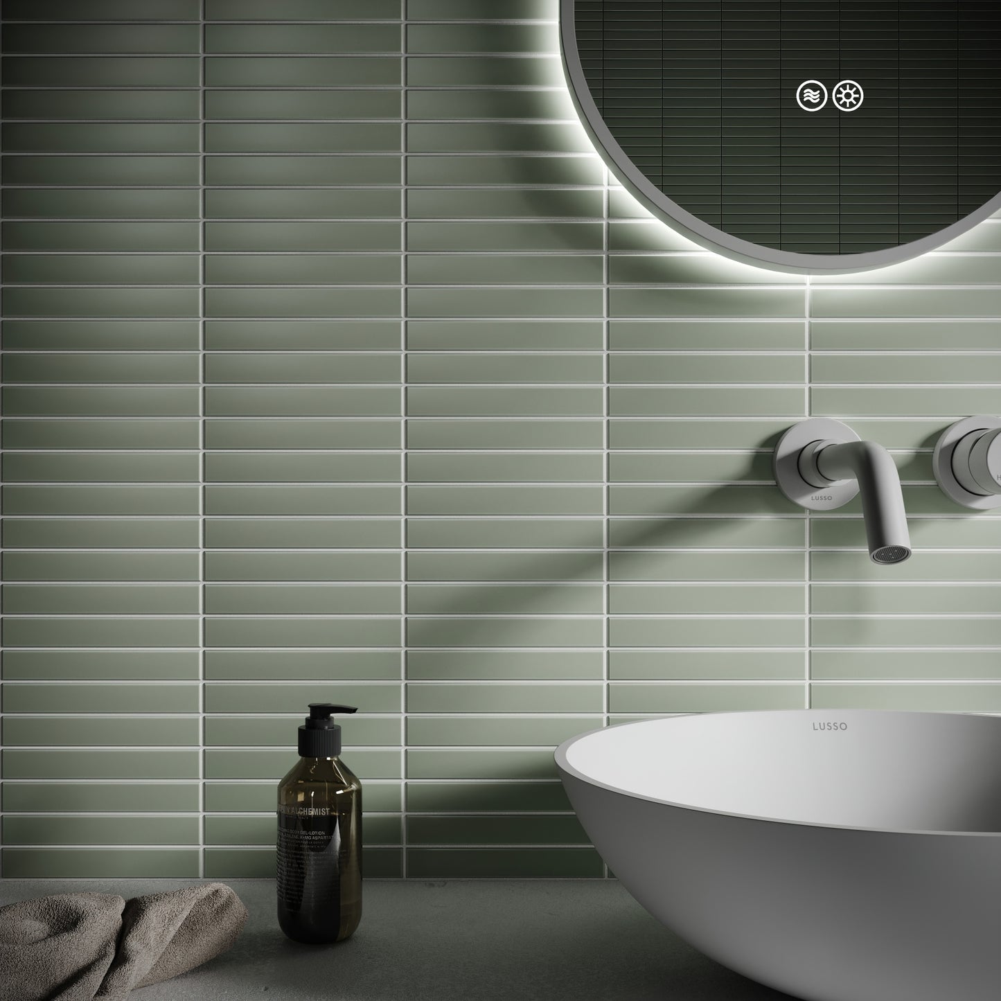 Baton Mosaic Soft Pear Green Matte Porcelain Wall Tile