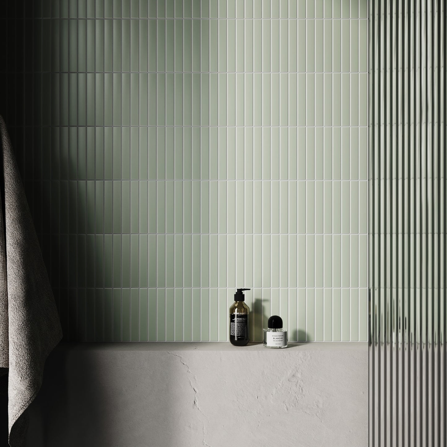 Baton Mosaic Soft Pear Green Matte Porcelain Wall Tile