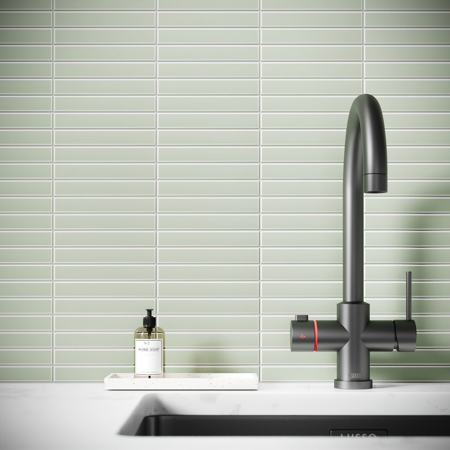 Baton Mosaic Soft Pear Green Matte Porcelain Wall Tile