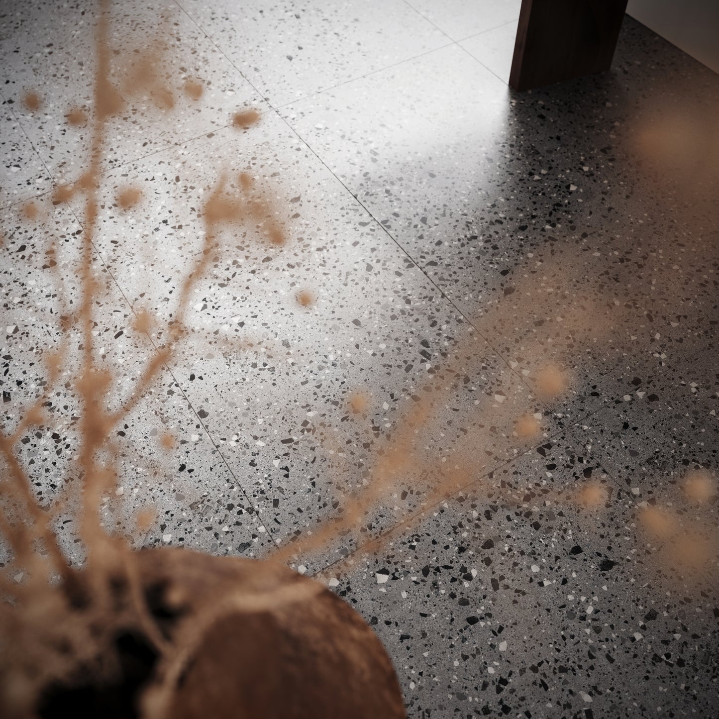 Bellazza Anthracite Terrazzo Porcelain Wall or Floor Tile 600 x 600mm