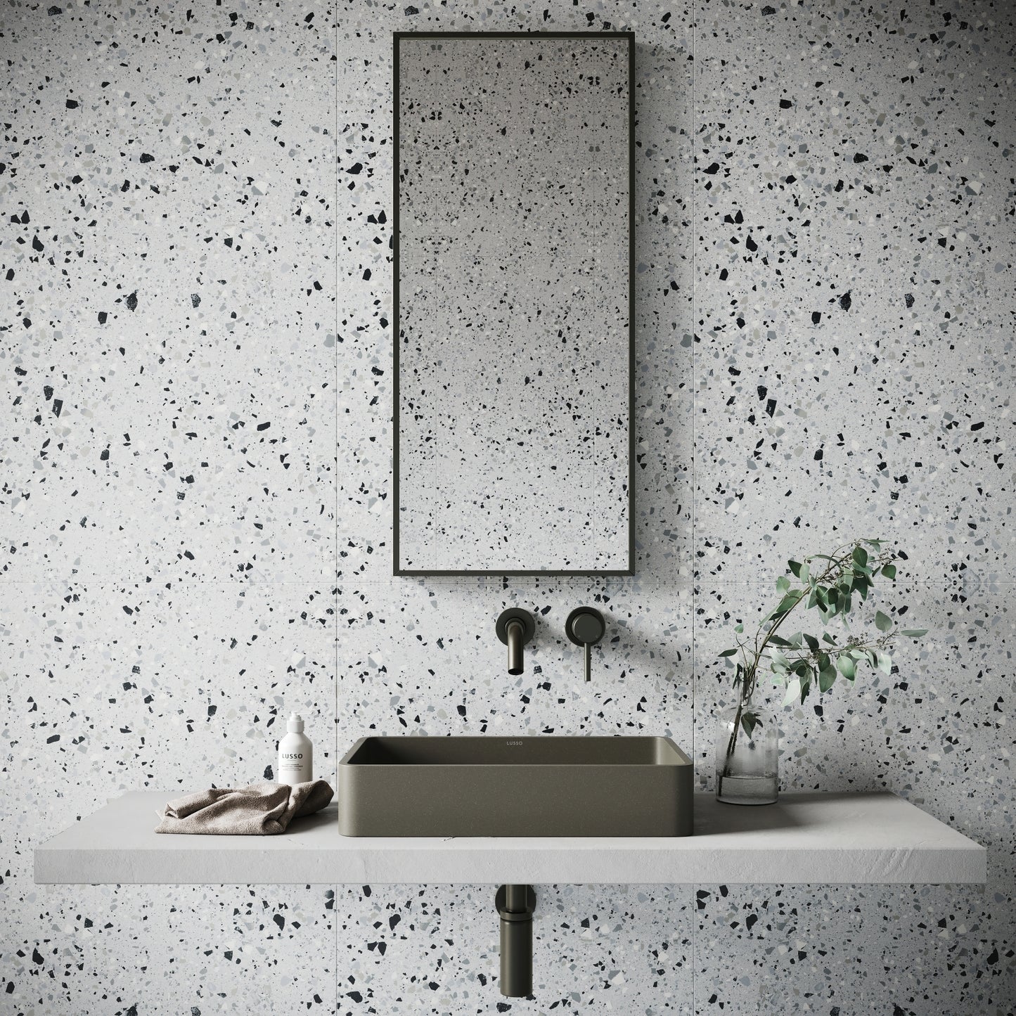 Bellazza Grey Terrazzo Porcelain Wall or Floor Tile 1200 x 600mm