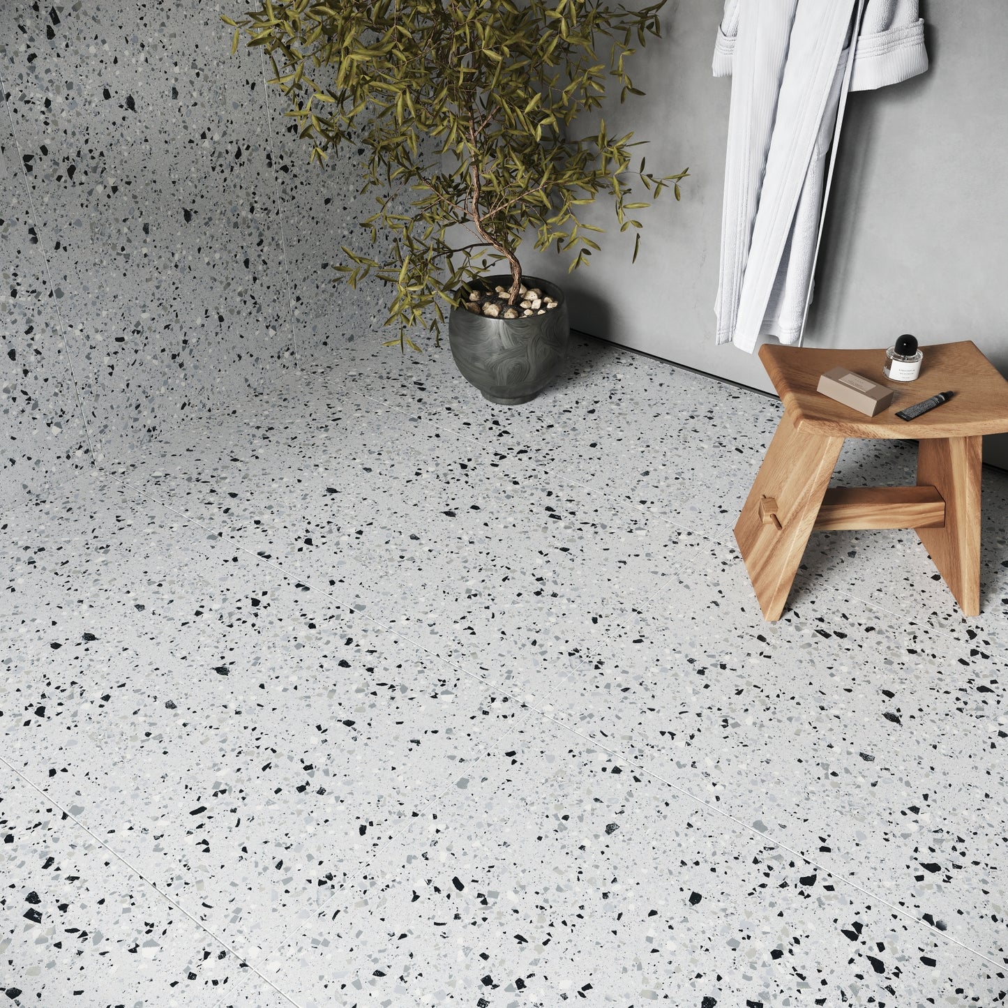 Bellazza Grey Terrazzo Porcelain Wall or Floor Tile 1200 x 600mm