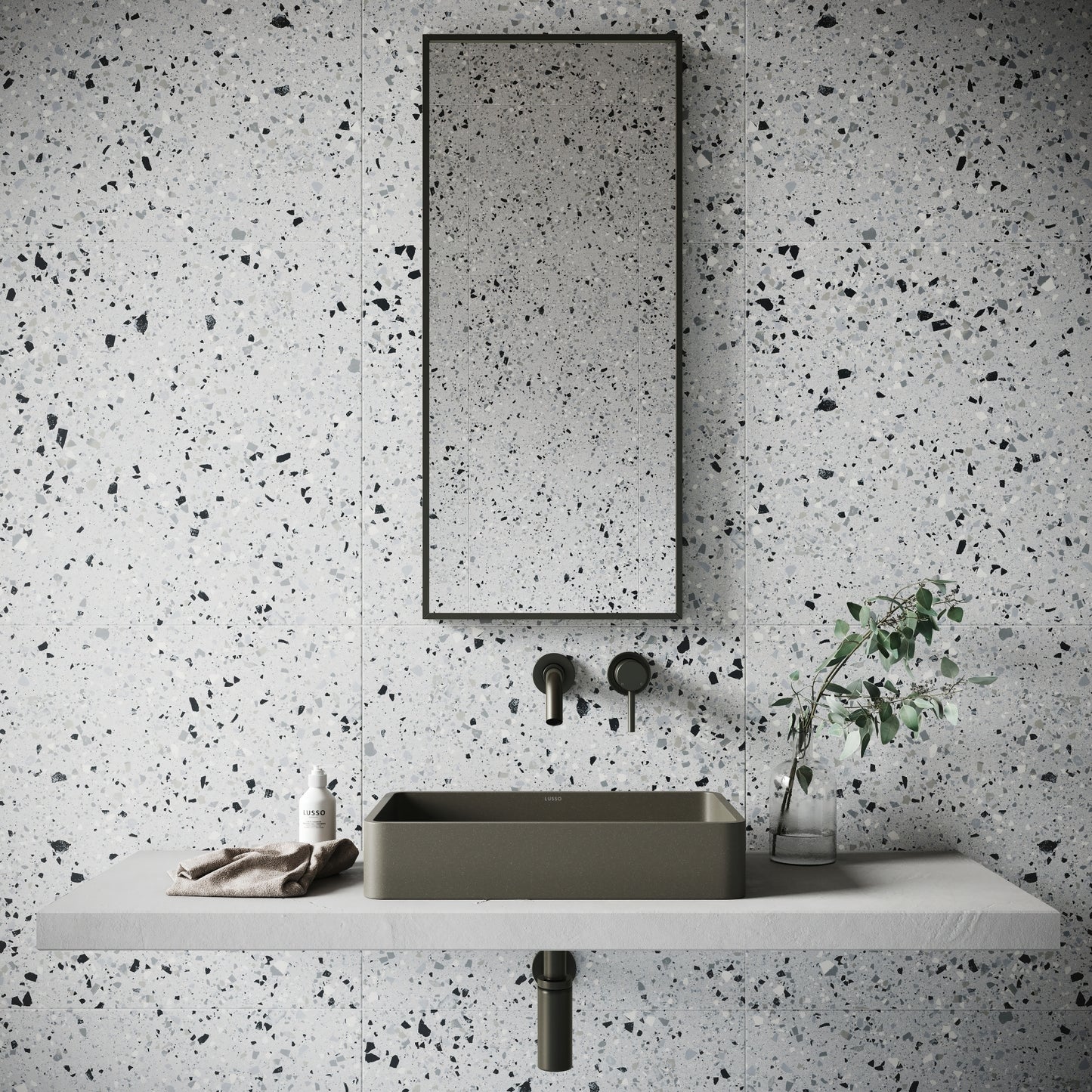 Bellazza Grey Terrazzo Porcelain Wall or Floor Tile 600 x 600mm