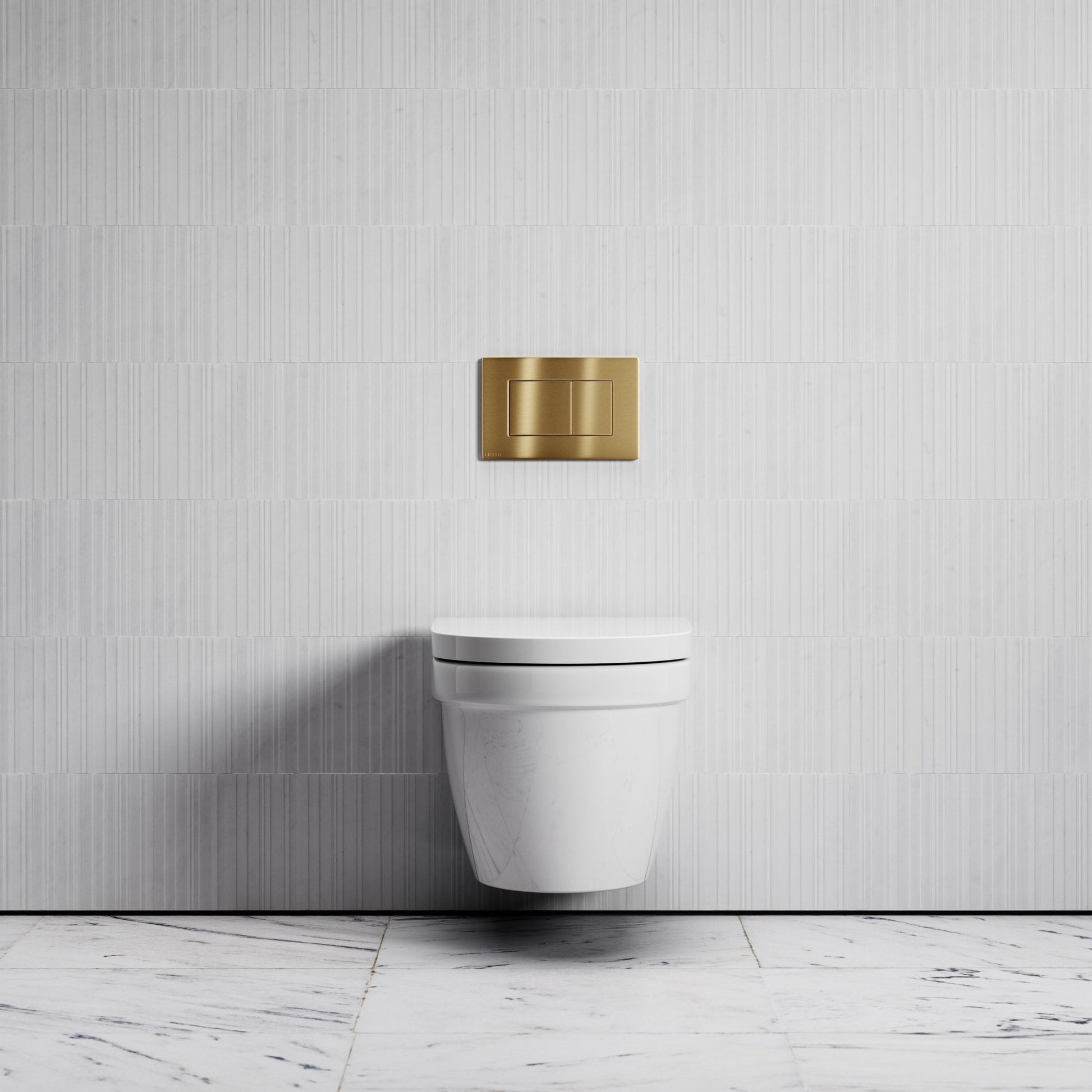 Berkeley Traditional Wall Hung Rimless Toilet with Concealed Cistern Frame and Brushed Gold Flush Plate