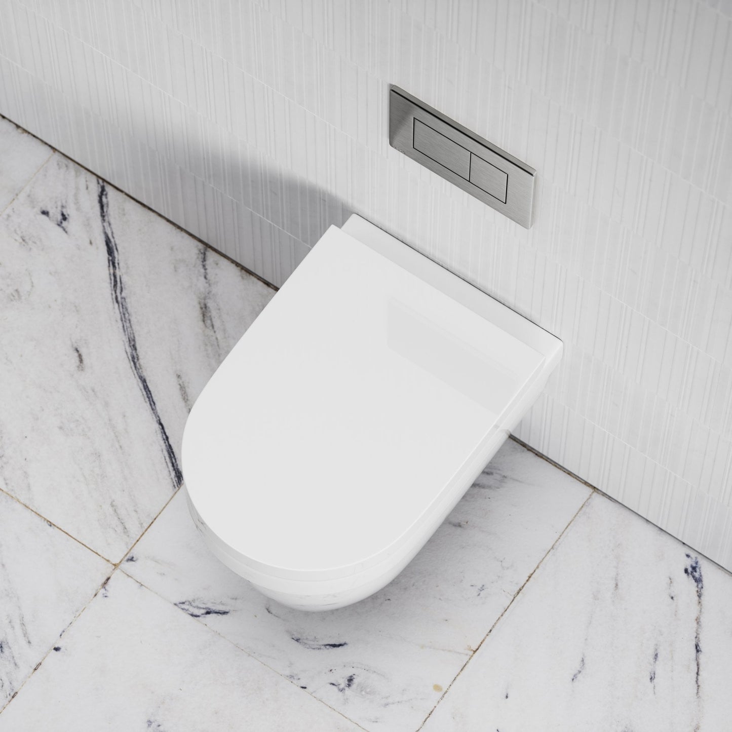 Berkeley Traditional Wall Hung Rimless Toilet with Concealed Cistern Frame and Brushed Stainless Flush Plate