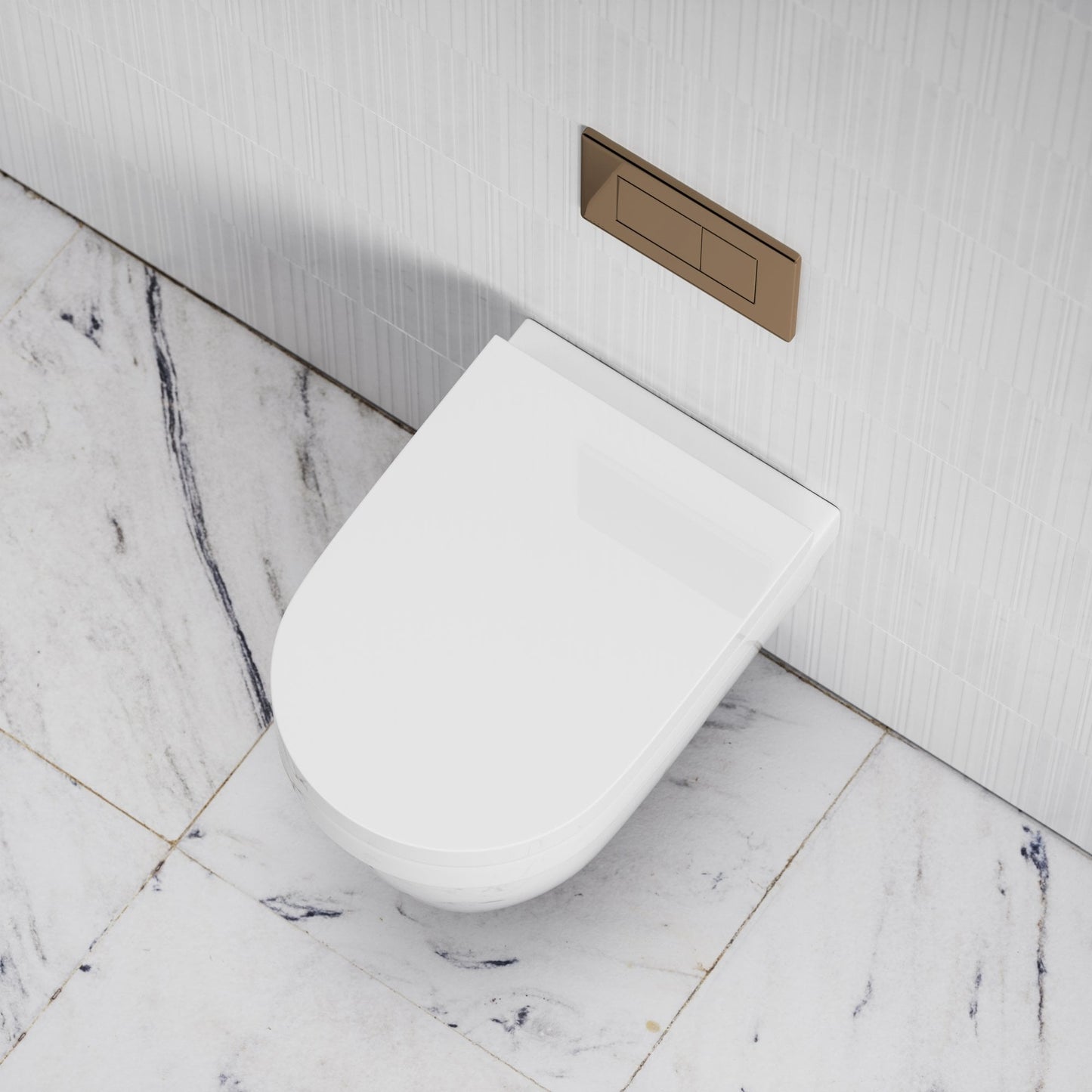 Berkeley Traditional Wall Hung Rimless Toilet with Concealed Cistern Frame and Rose Gold Flush Plate