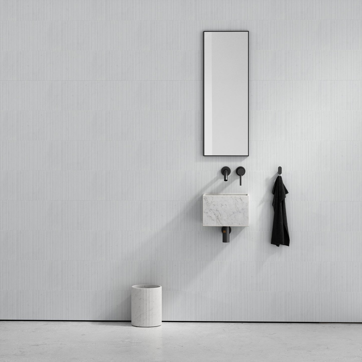 Bijoux Carrara Fluted Marble Bathroom Bin