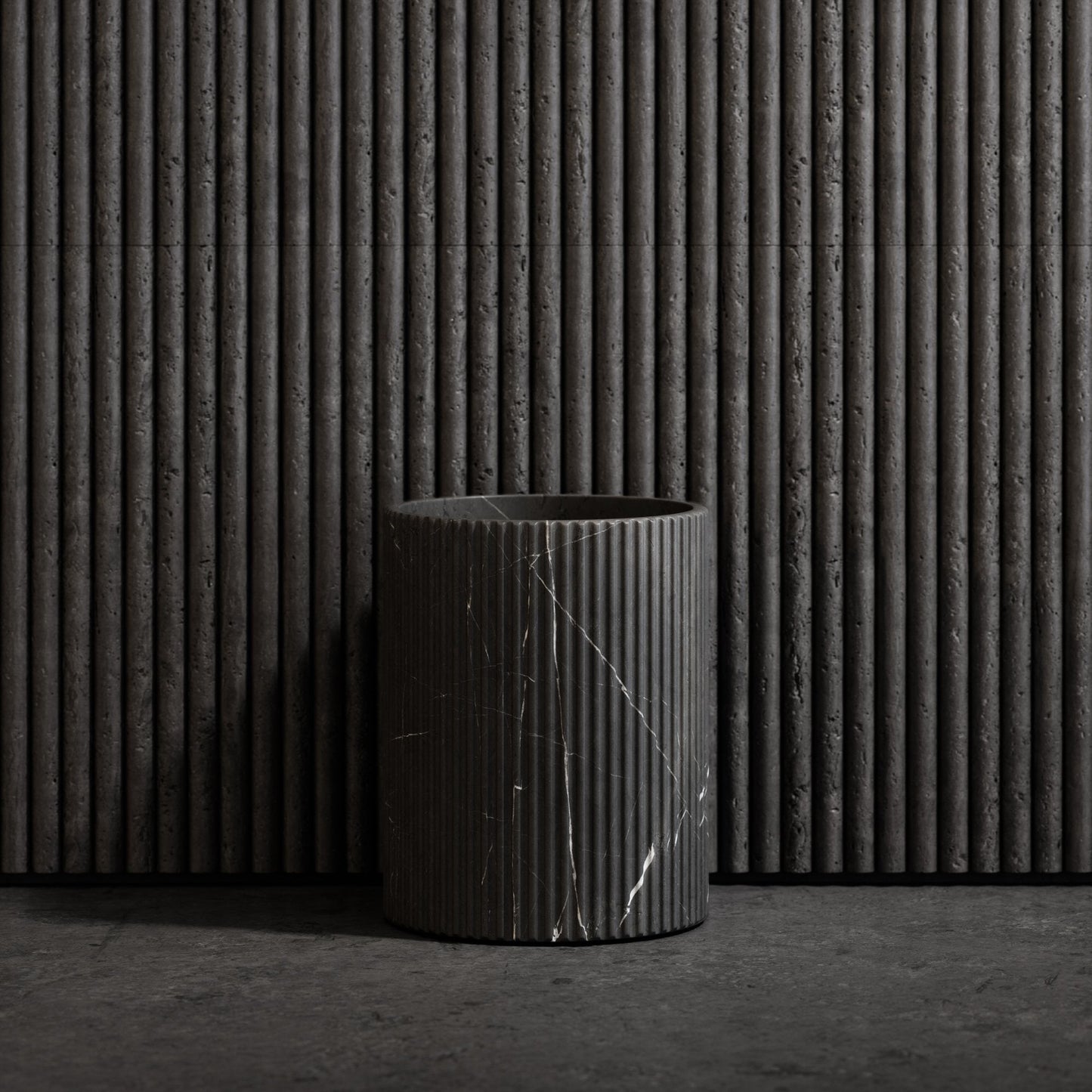 Bijoux Pietra Grey Fluted Marble Bathroom Bin
