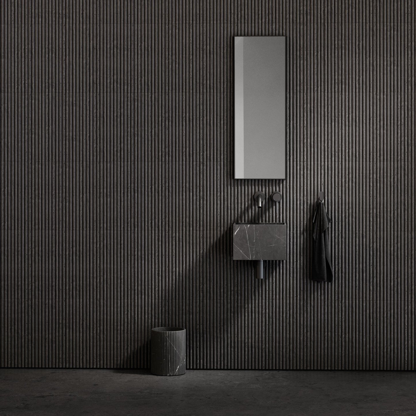 Bijoux Pietra Grey Fluted Marble Bathroom Bin