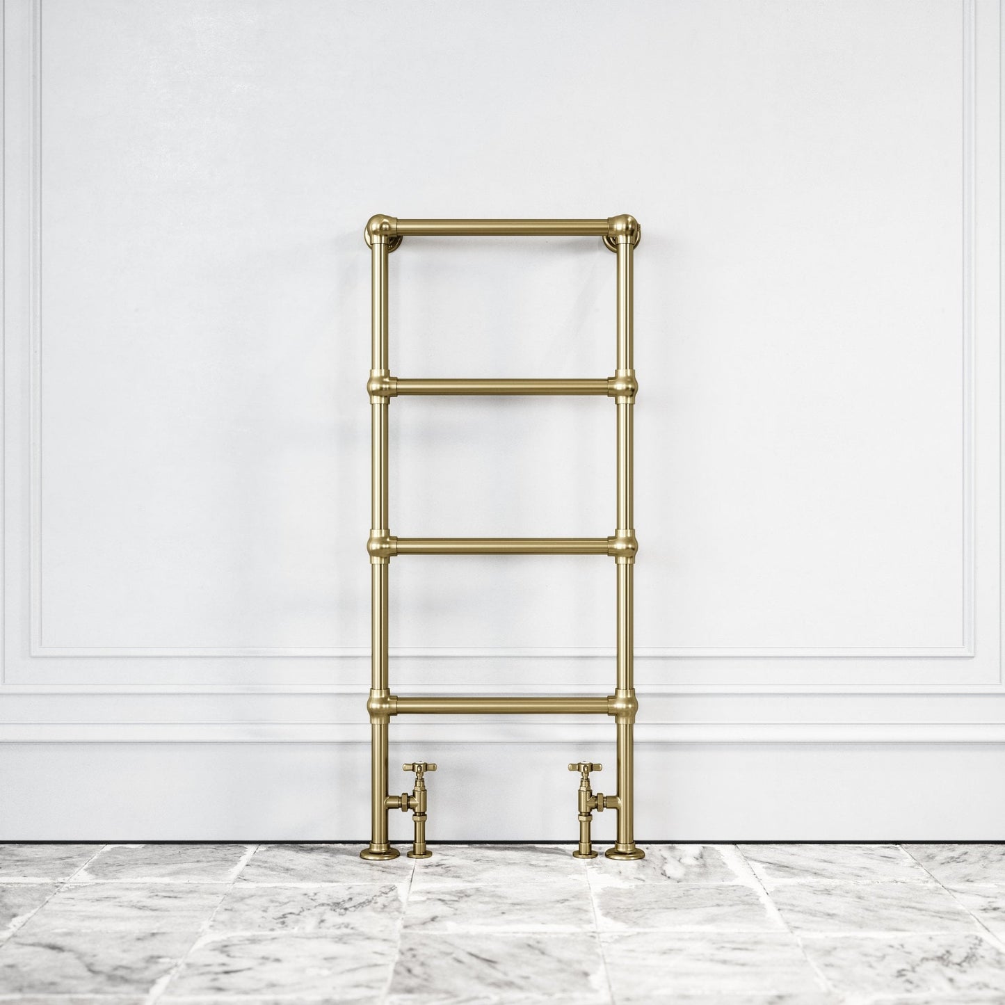 Brook Floor Mounted 4-bar Traditional Heated Towel Warmer Radiator Brushed Gold