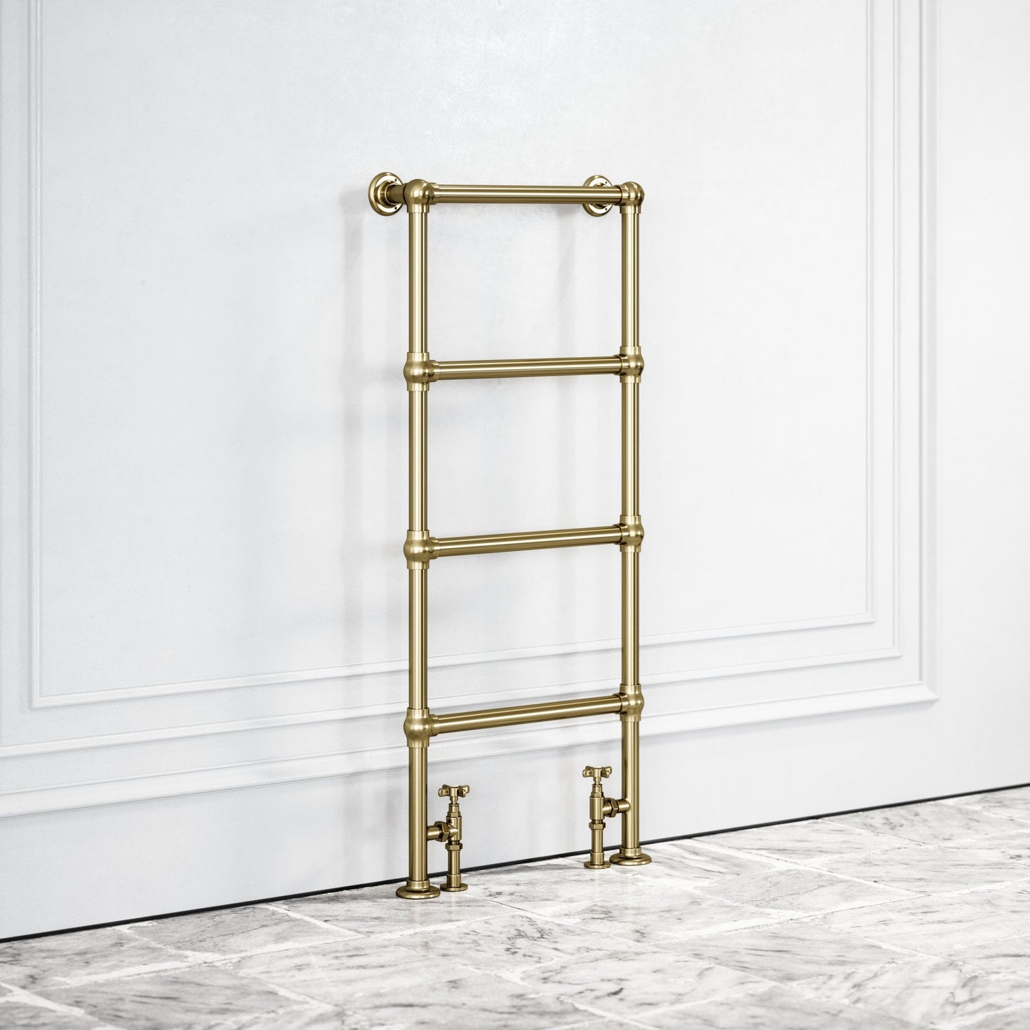 Brook Floor Mounted 4-bar Traditional Heated Towel Warmer Radiator Brushed Gold