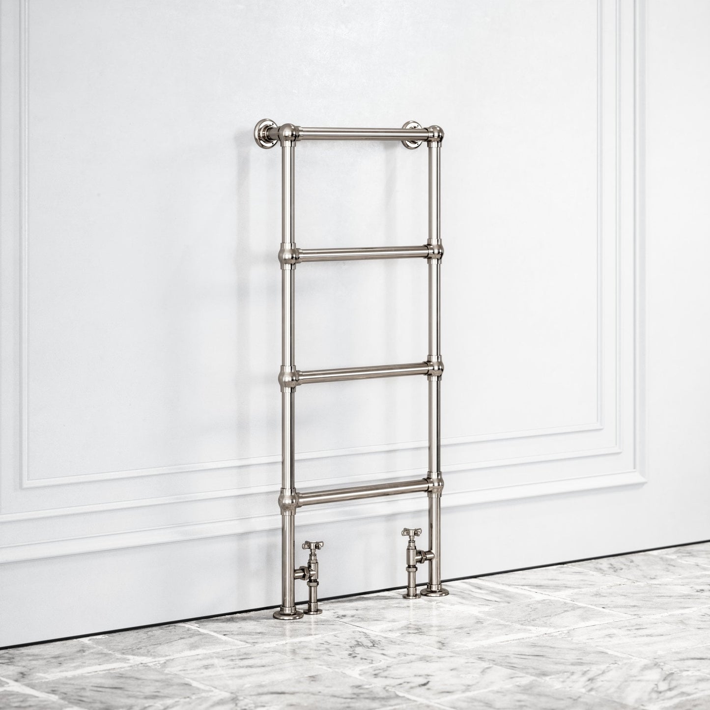 Brook Floor Mounted 4-bar Traditional Heated Towel Warmer Radiator Polished Nickel